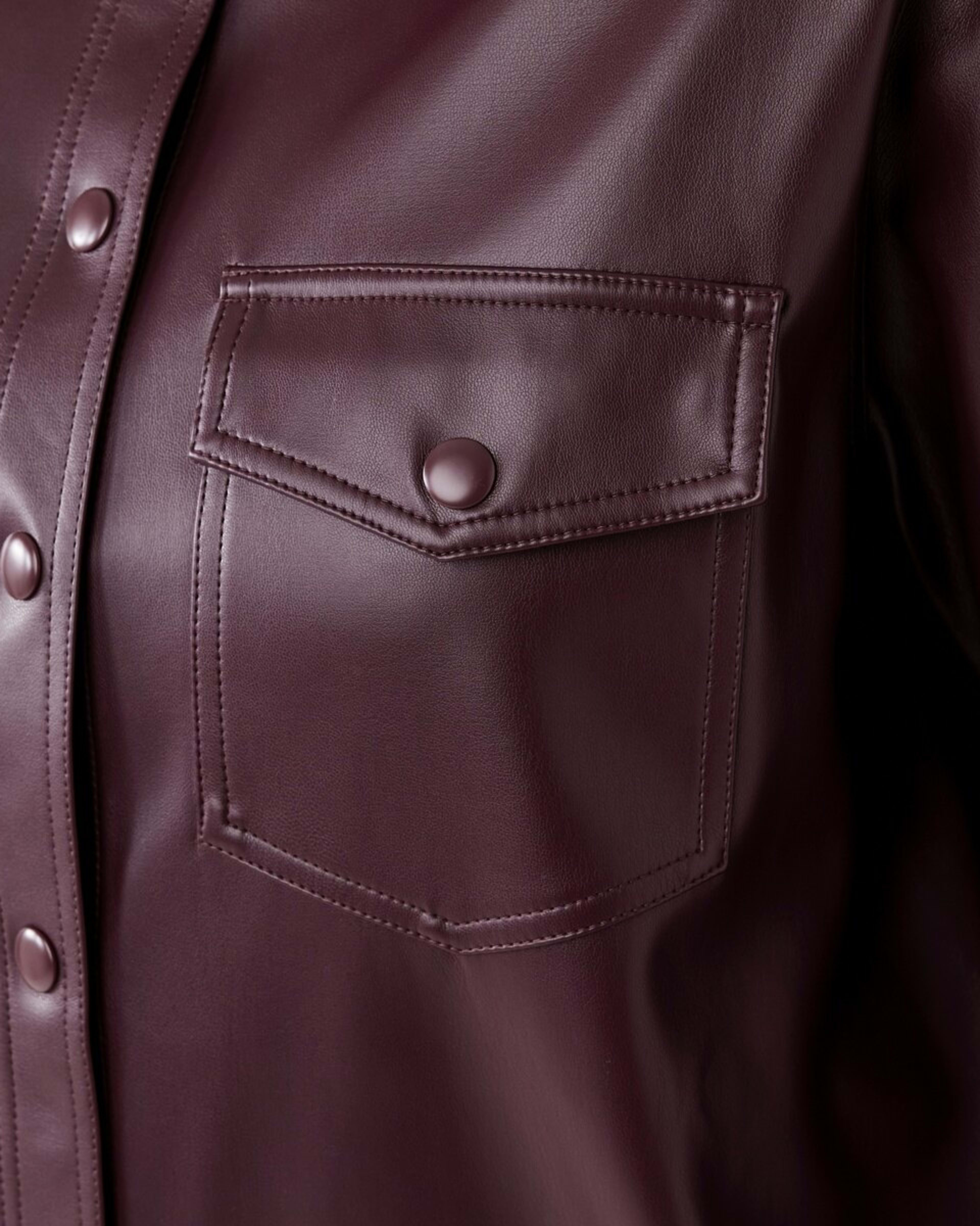 7 Long Sleeve Faux Leather Shirt Mulberry, 7 of 8