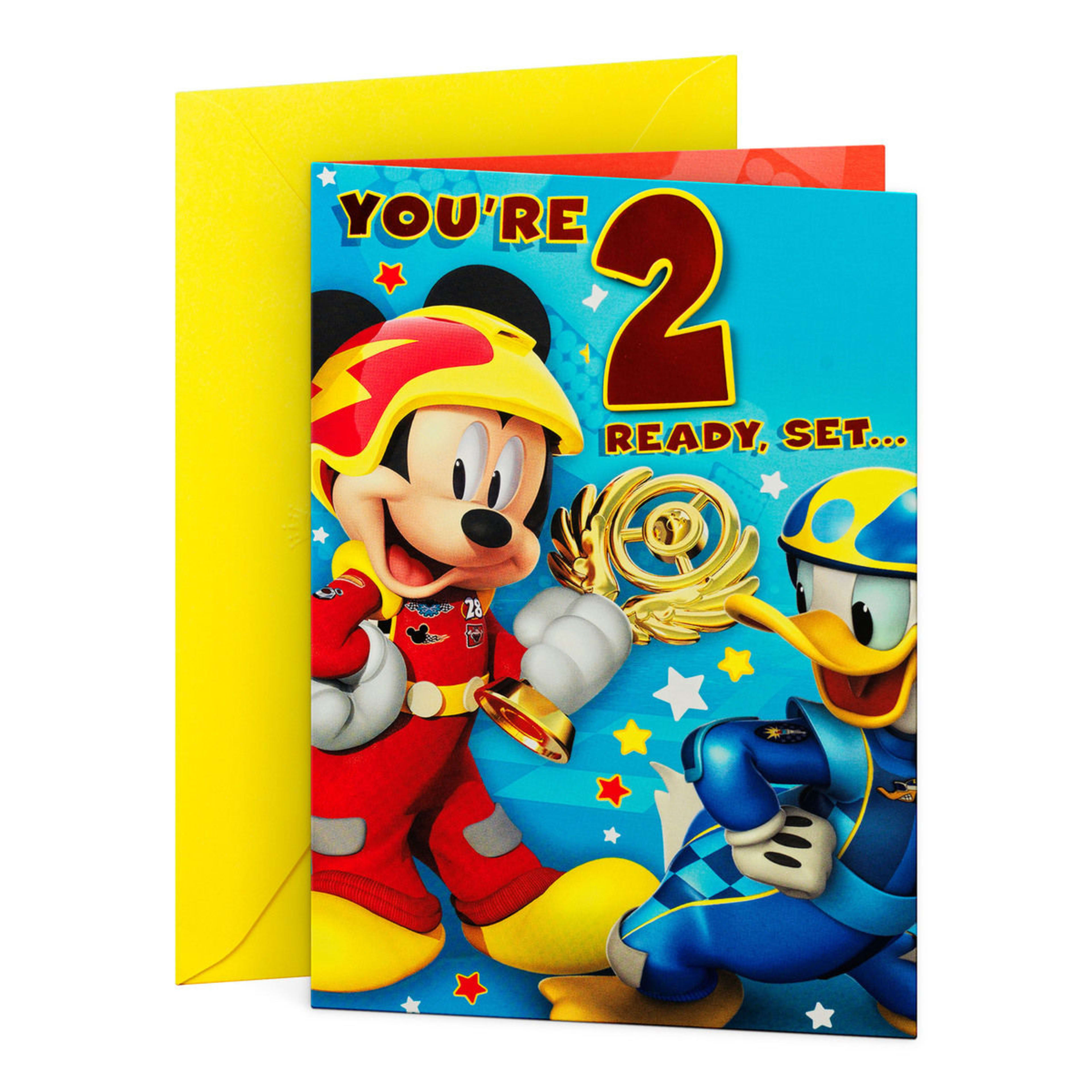 1 Hallmark Disney Mickey Mouse & Donald Duck 2nd Birthday Card