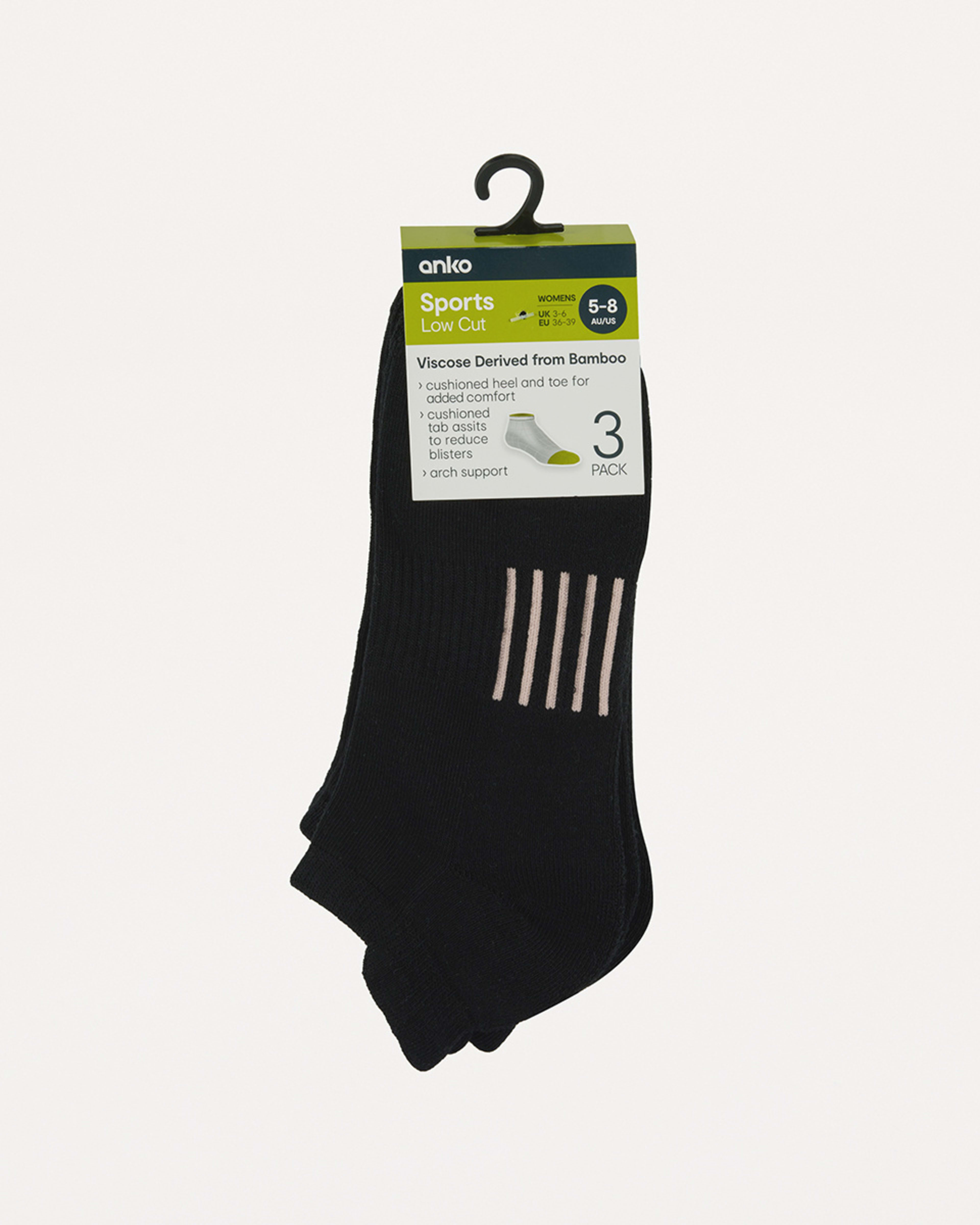 3 Pack Active Bamboo Low Cut Socks - Kmart NZ