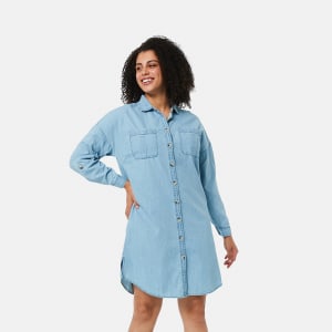Long Sleeve Shift Shirt Dress - Kmart