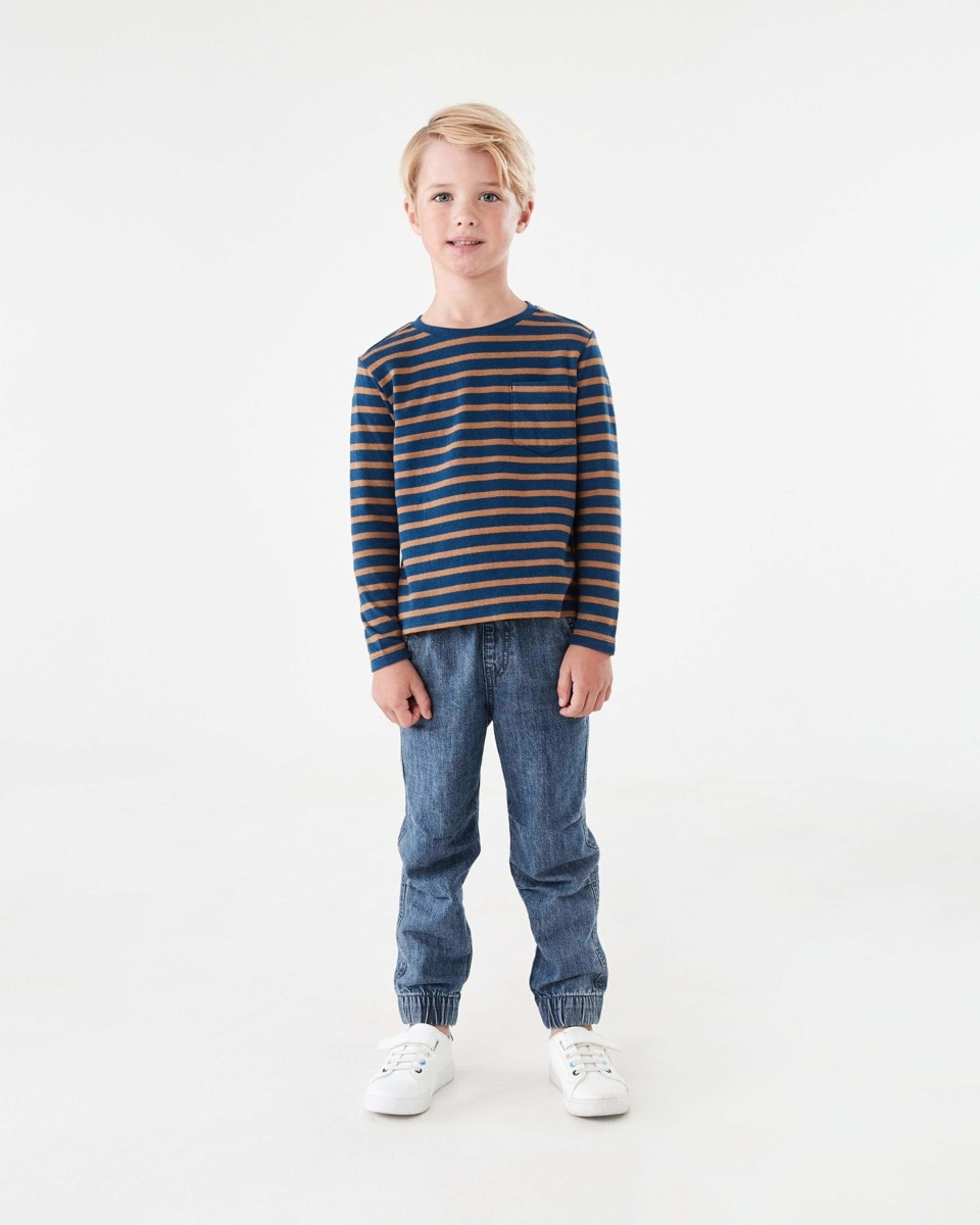 5 Double Cloth Stripe T-shirt Nvy Stripe, 5 of 8