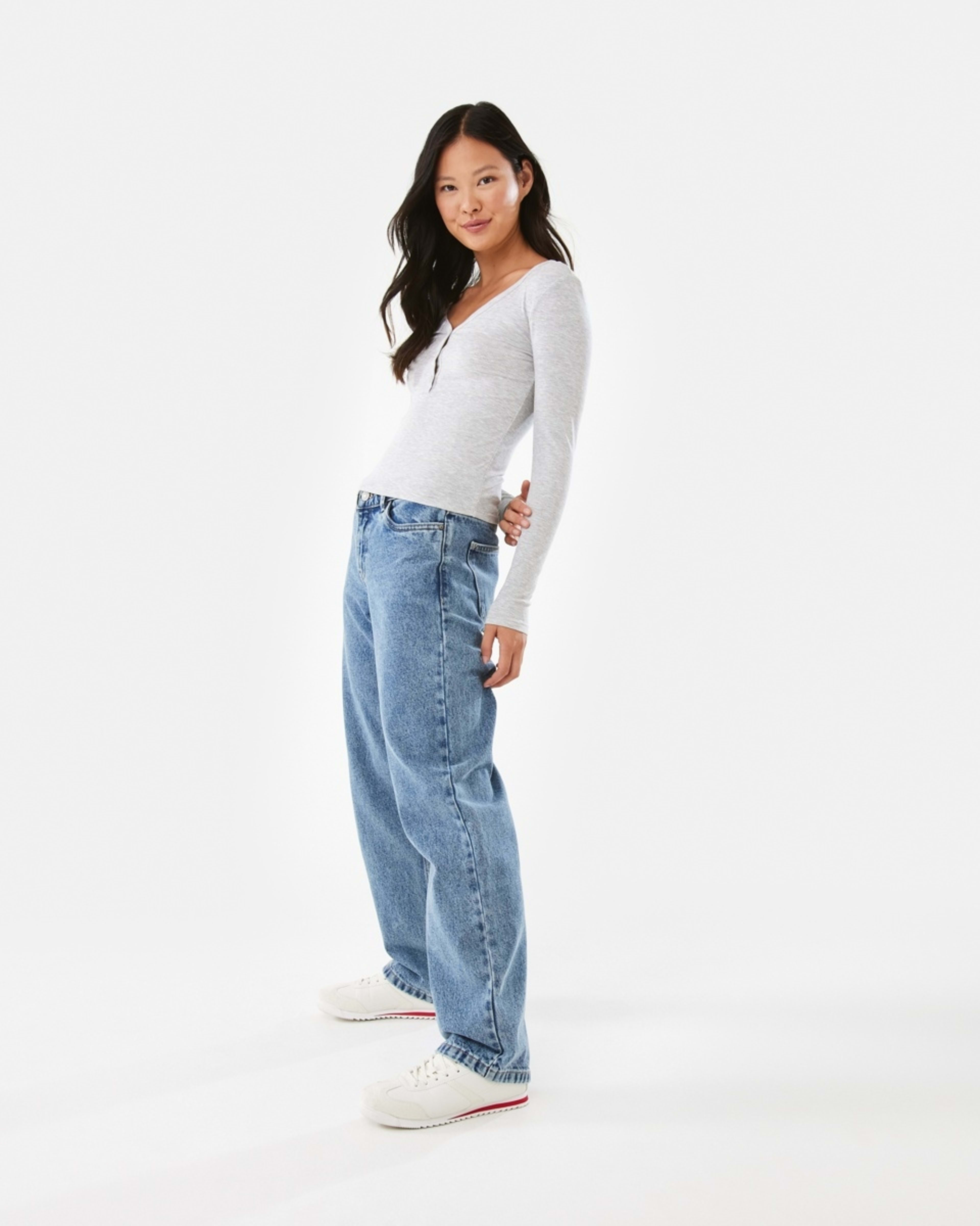 5 Long Sleeve Rib Henley Top Slvr Marle, 5 of 8