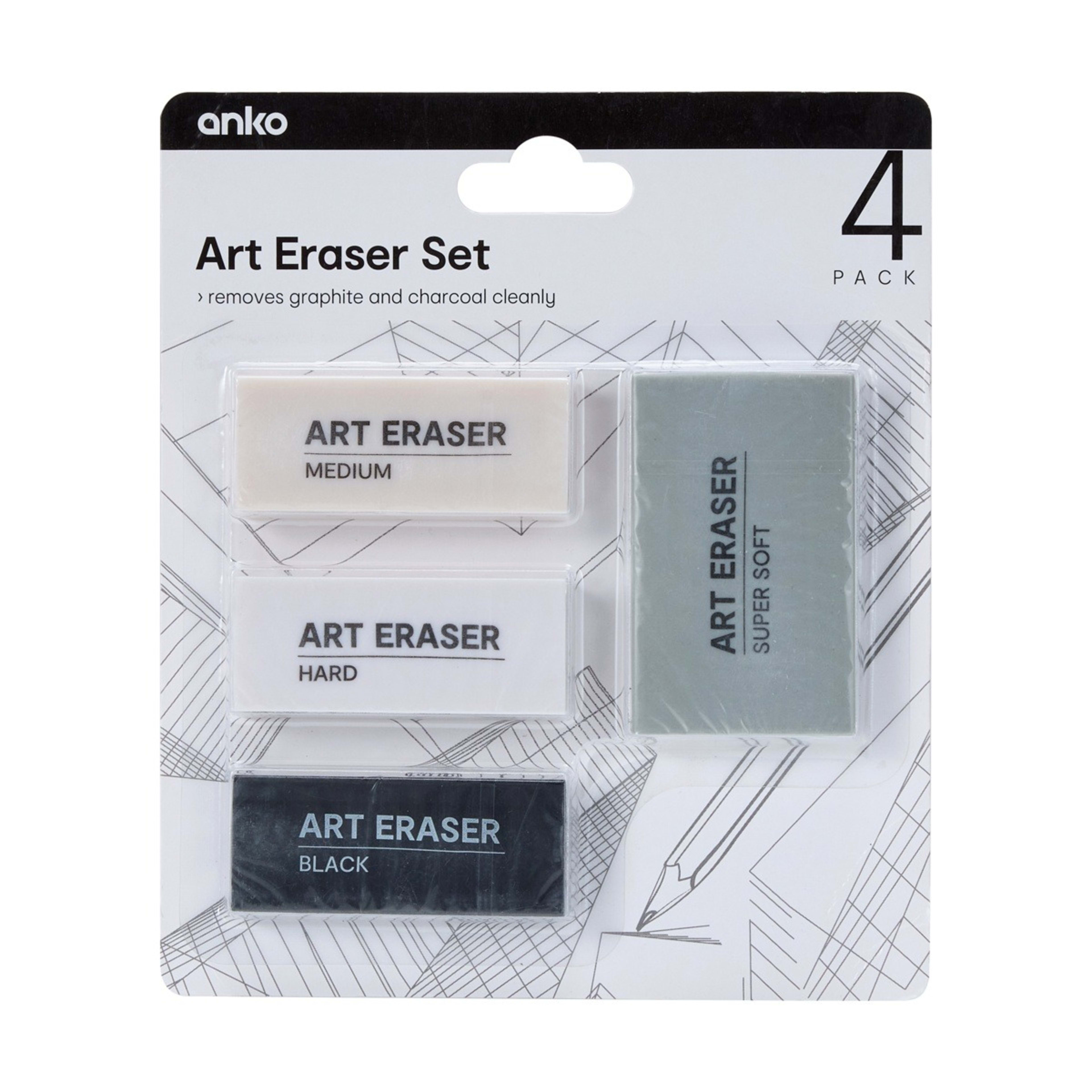 1 4 Pack Art Eraser Set, 1 of 3