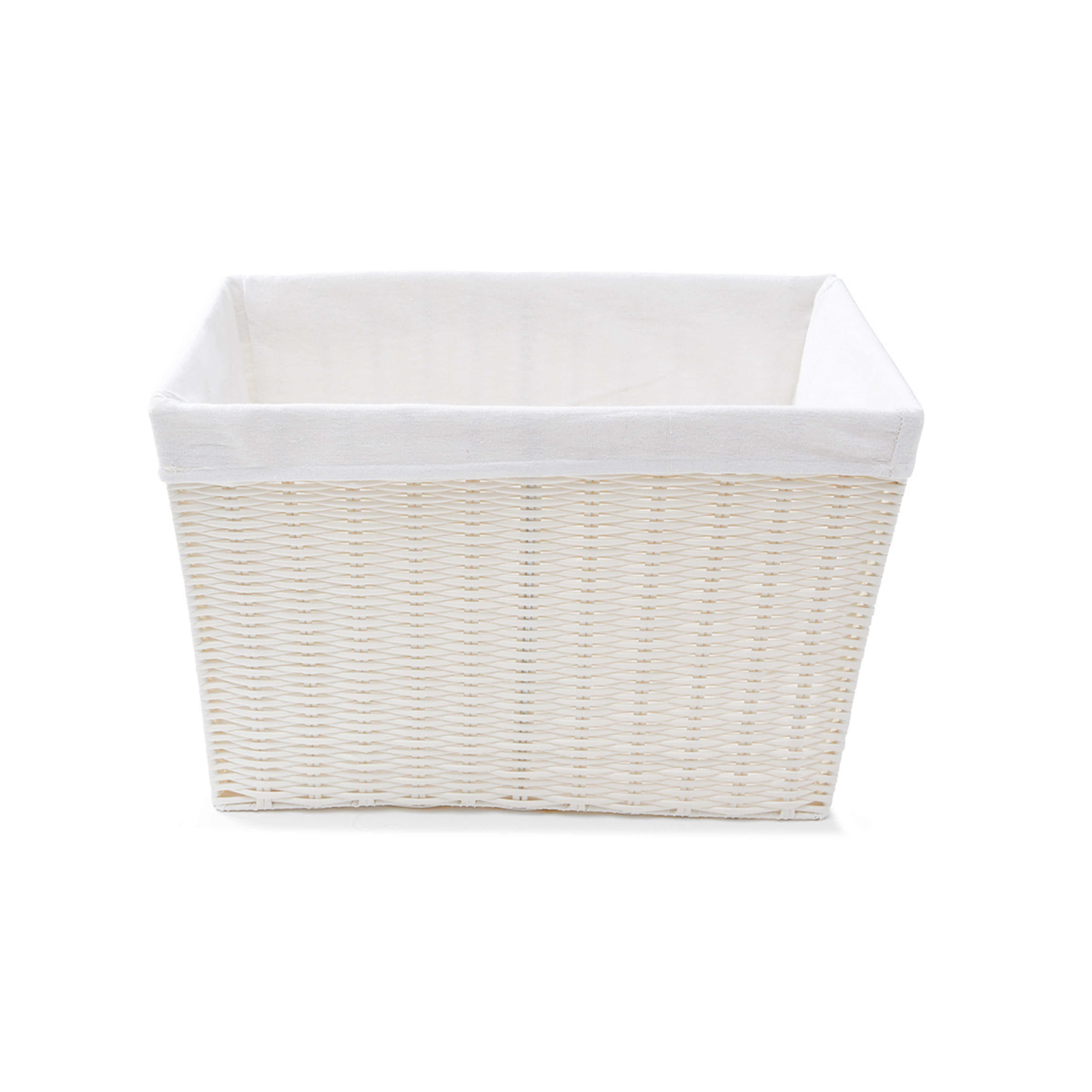 1 Rattan Look Basket with Liner - Large, White, 1 of 8