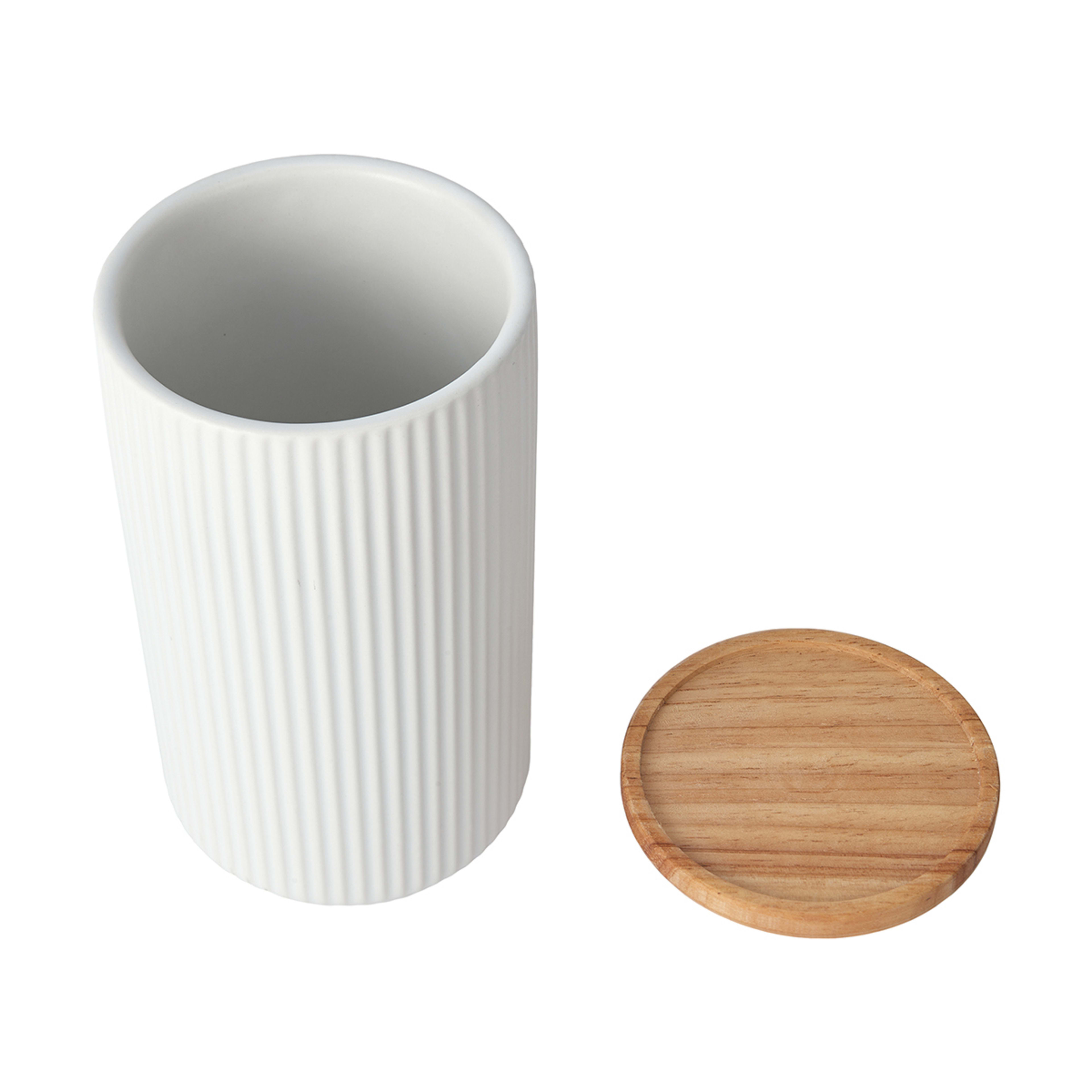 Large White Ribbed Canister Kmart NZ