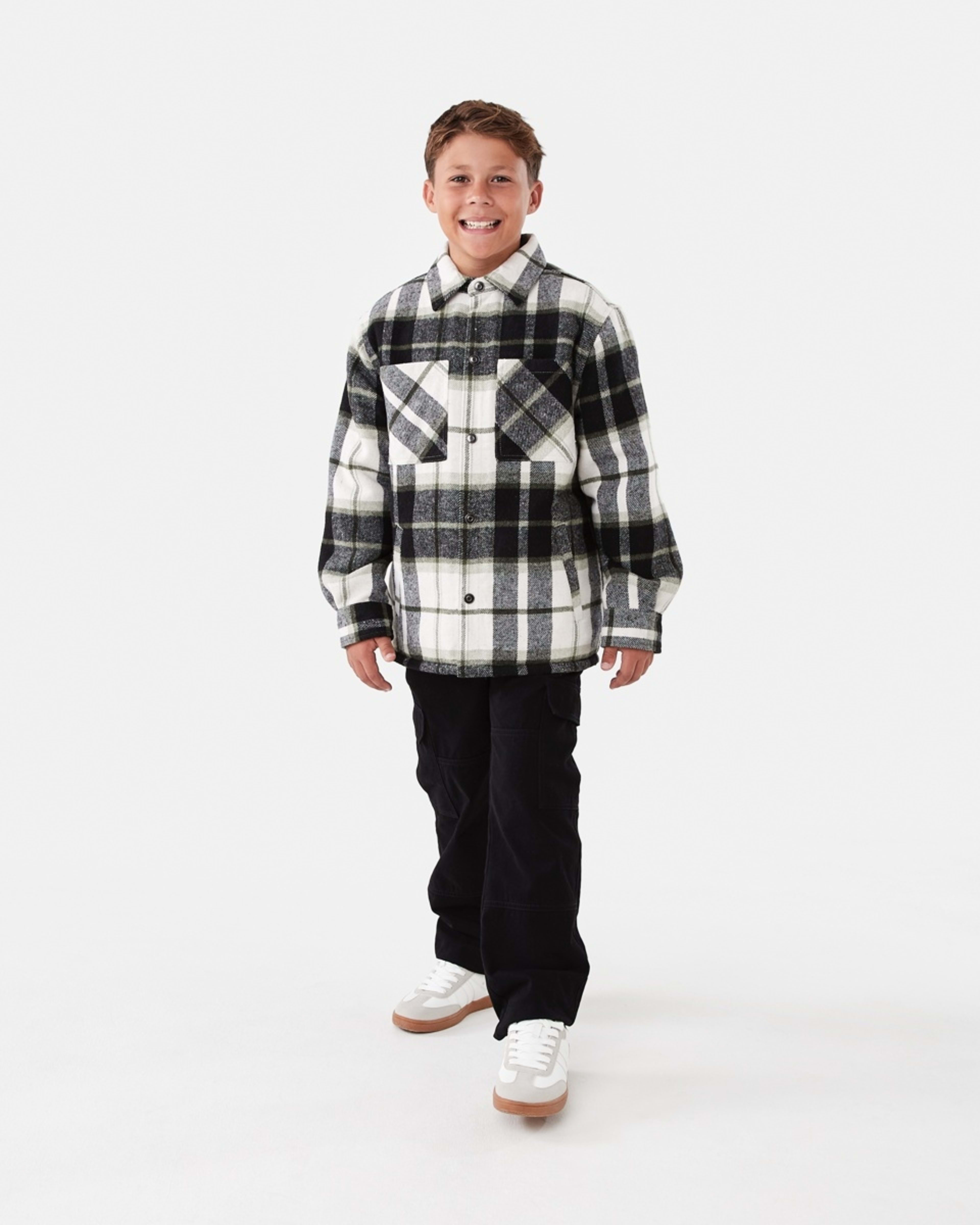 7 Sherpa Lined Plaid Jacket Green Check, 7 of 10
