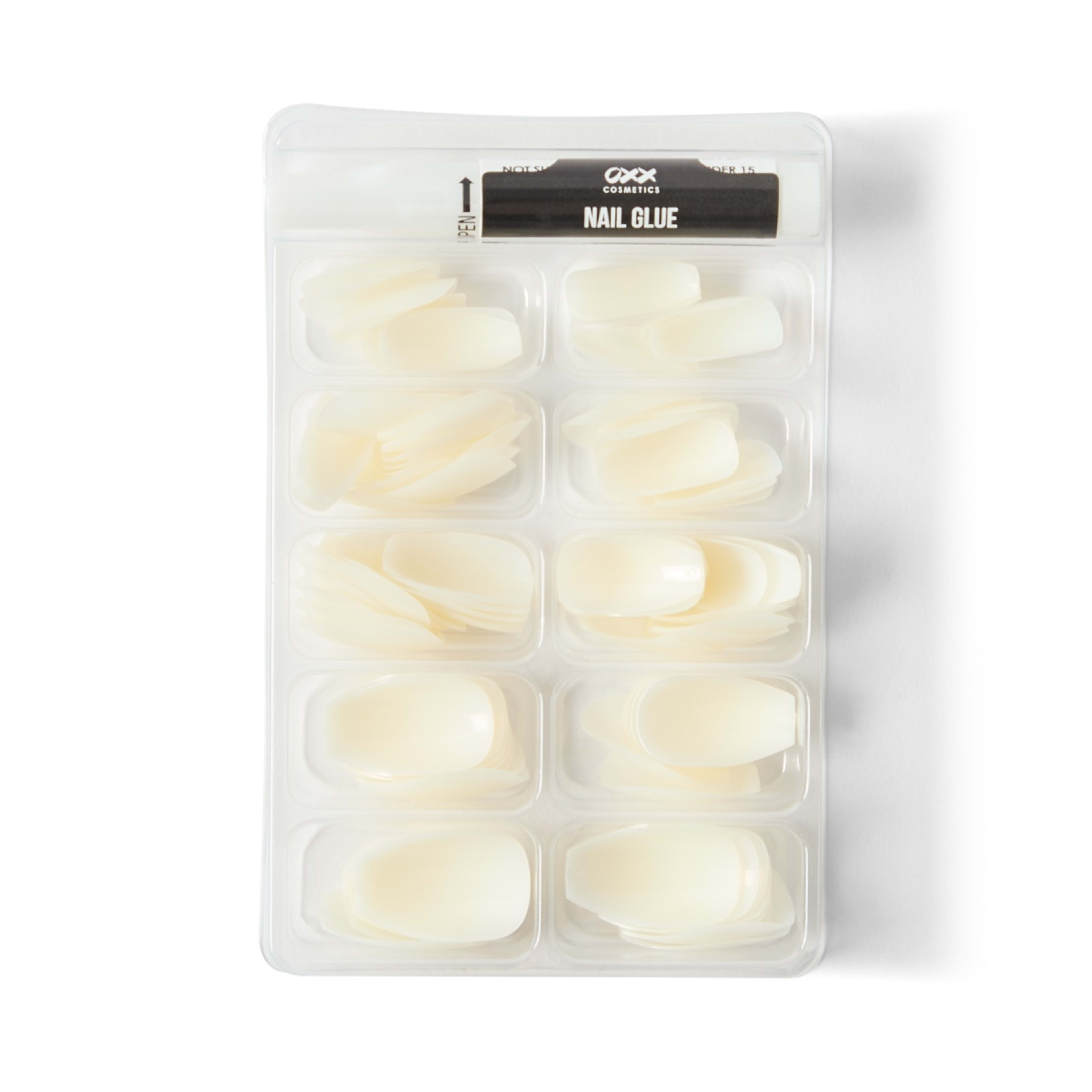 4 OXX Cosmetics 100 Pack Artificial Nails with Adhesive - Coffin Shape, Clear, 4 of 4