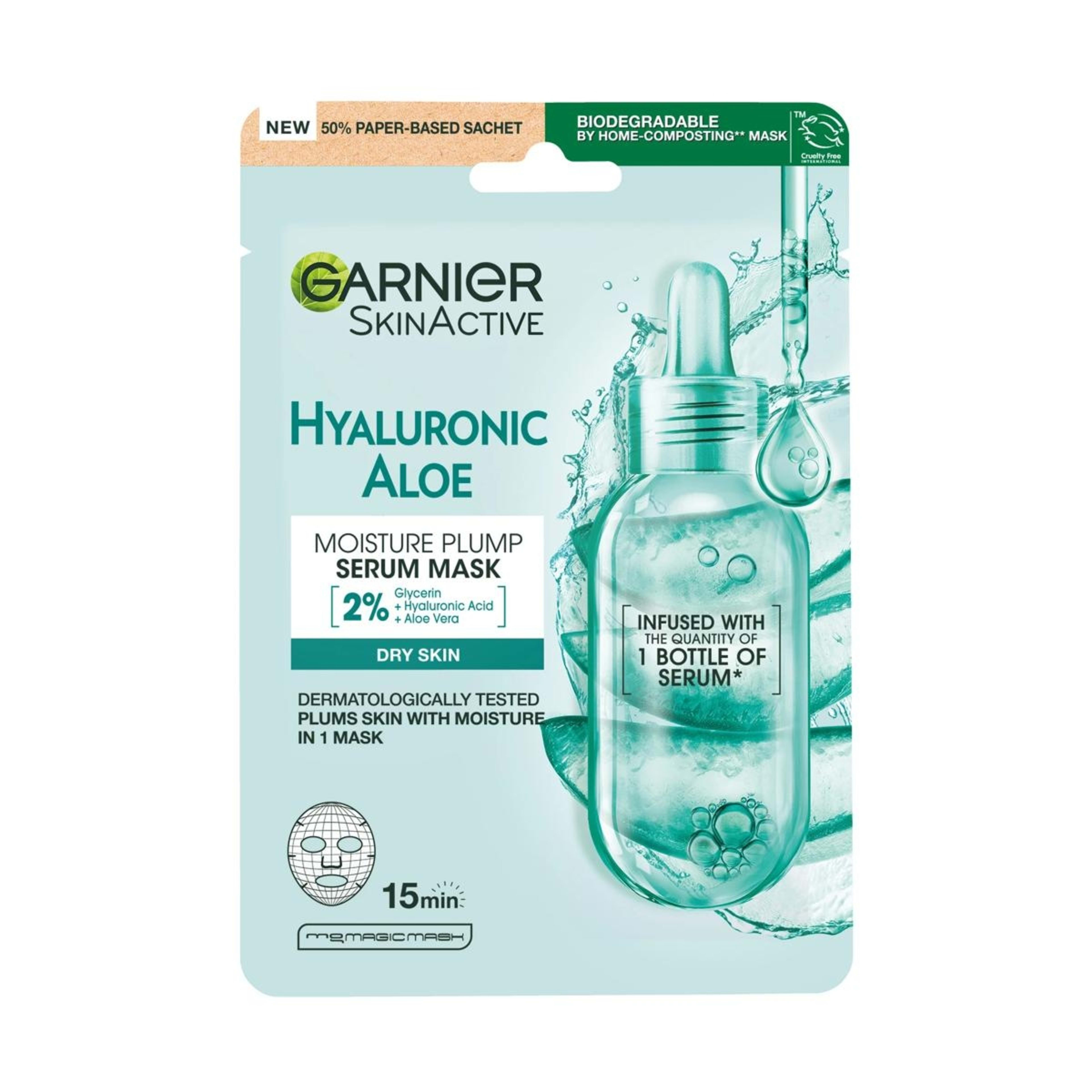 1 Garnier Skin Naturals Hyaluronic Aloe Serum Sheet Mask - Hyaluronic Acid and Organic Aloe Vera, 1 of 6
