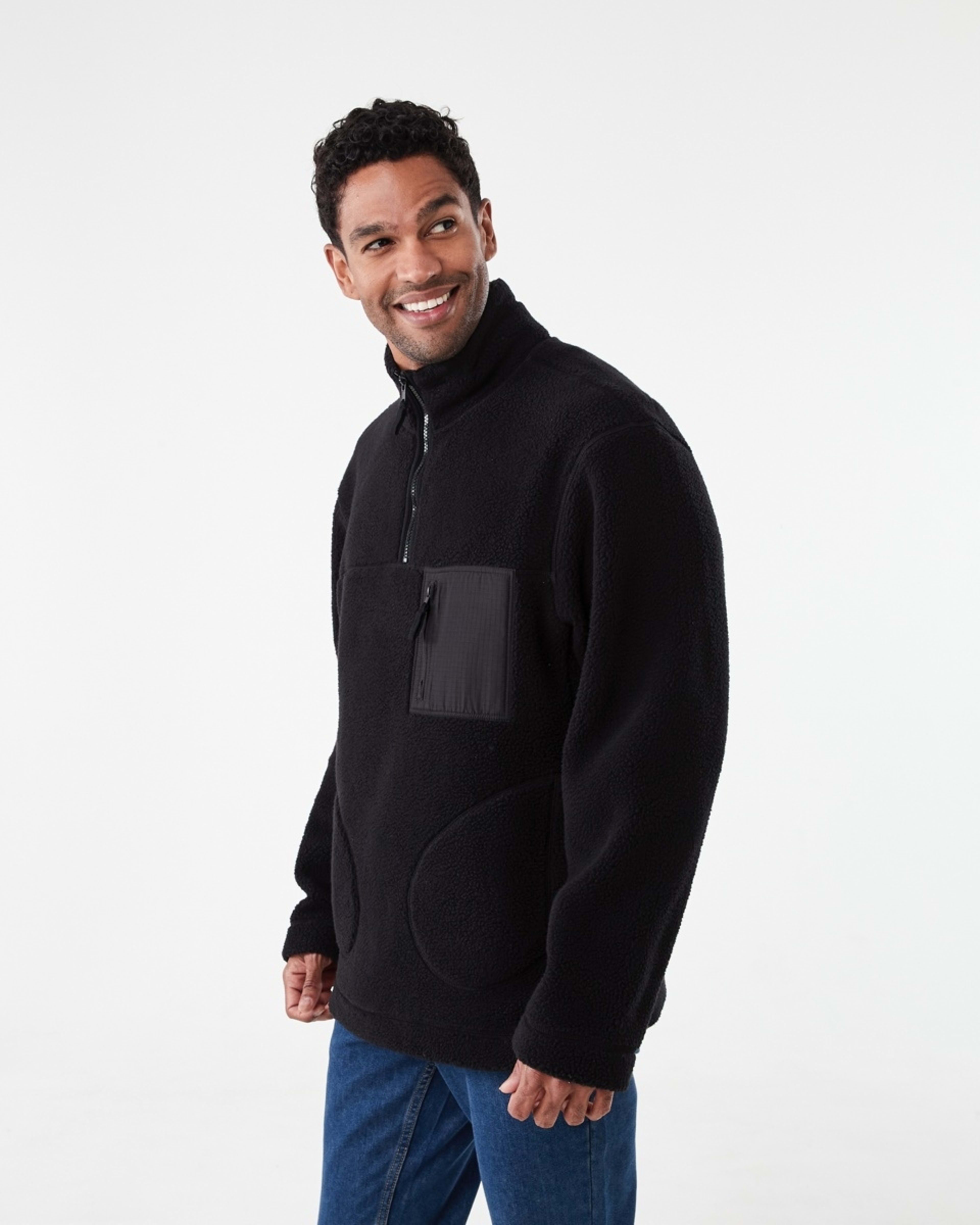 2 Sherpa 1/4 Zip Sweatshirt Black, 2 of 7