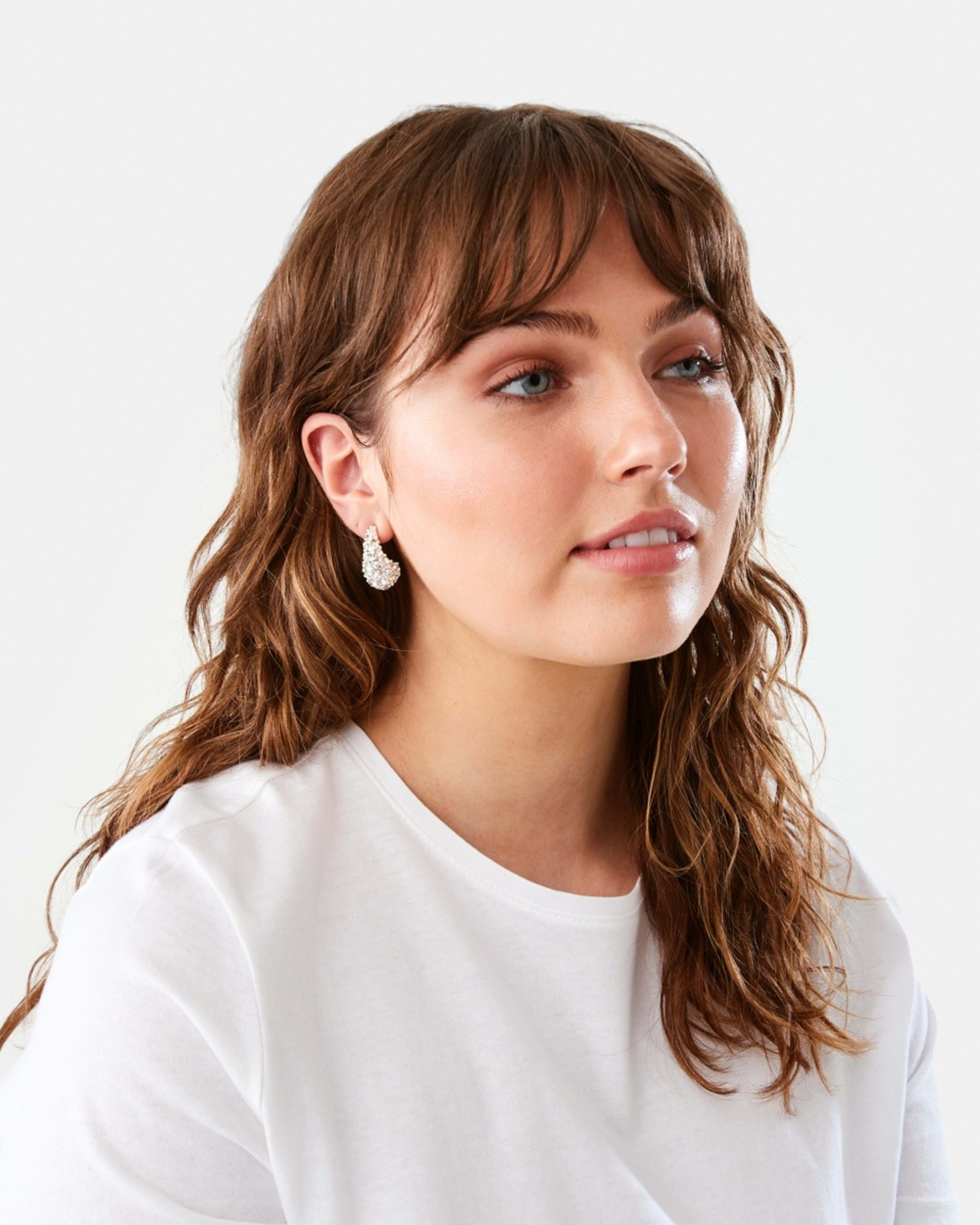 3 Diamante Teardrop Earrings Silver, 3 of 4