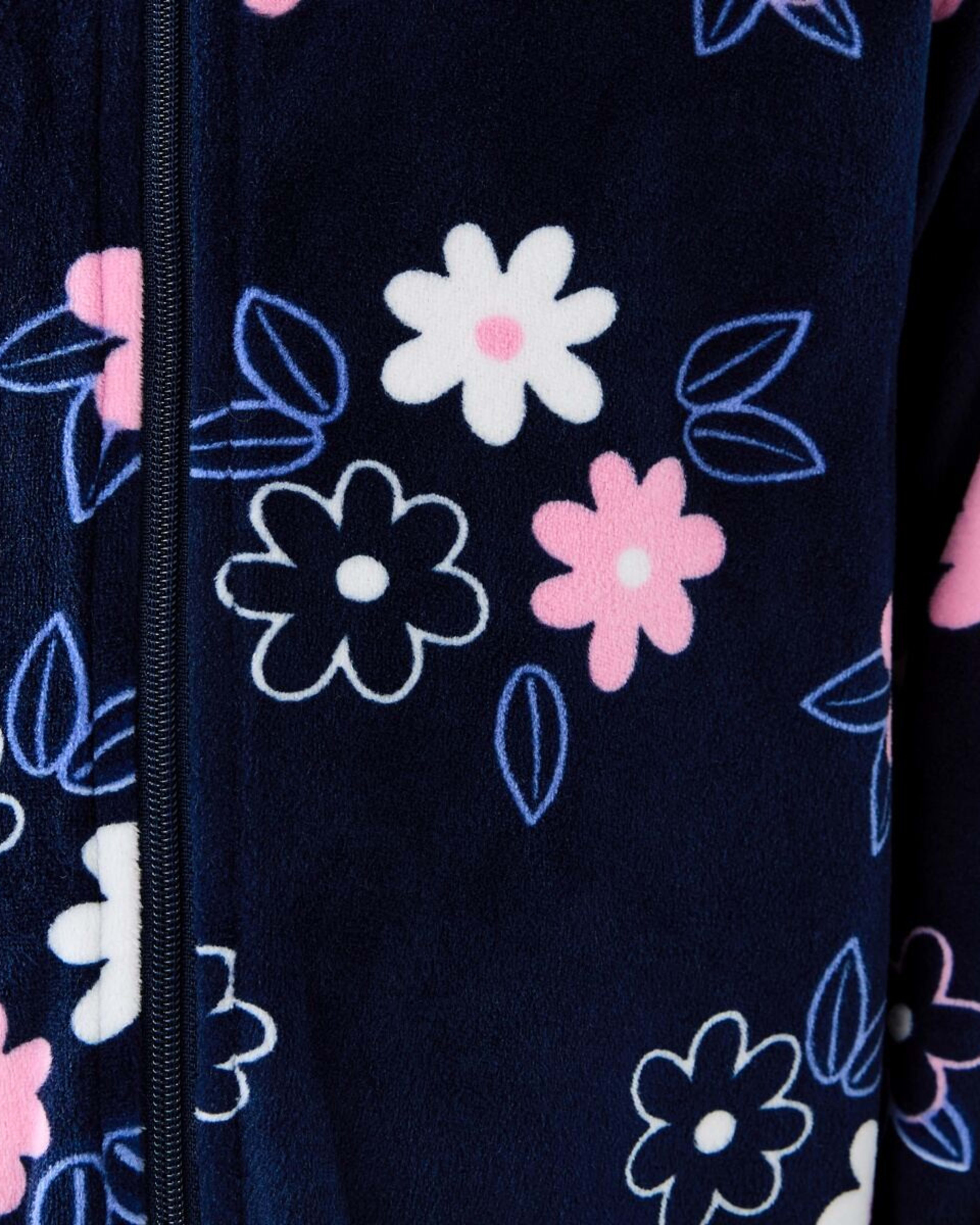 5 Fleece All-In-One Sleepsuit Nvy Flwr, 5 of 9