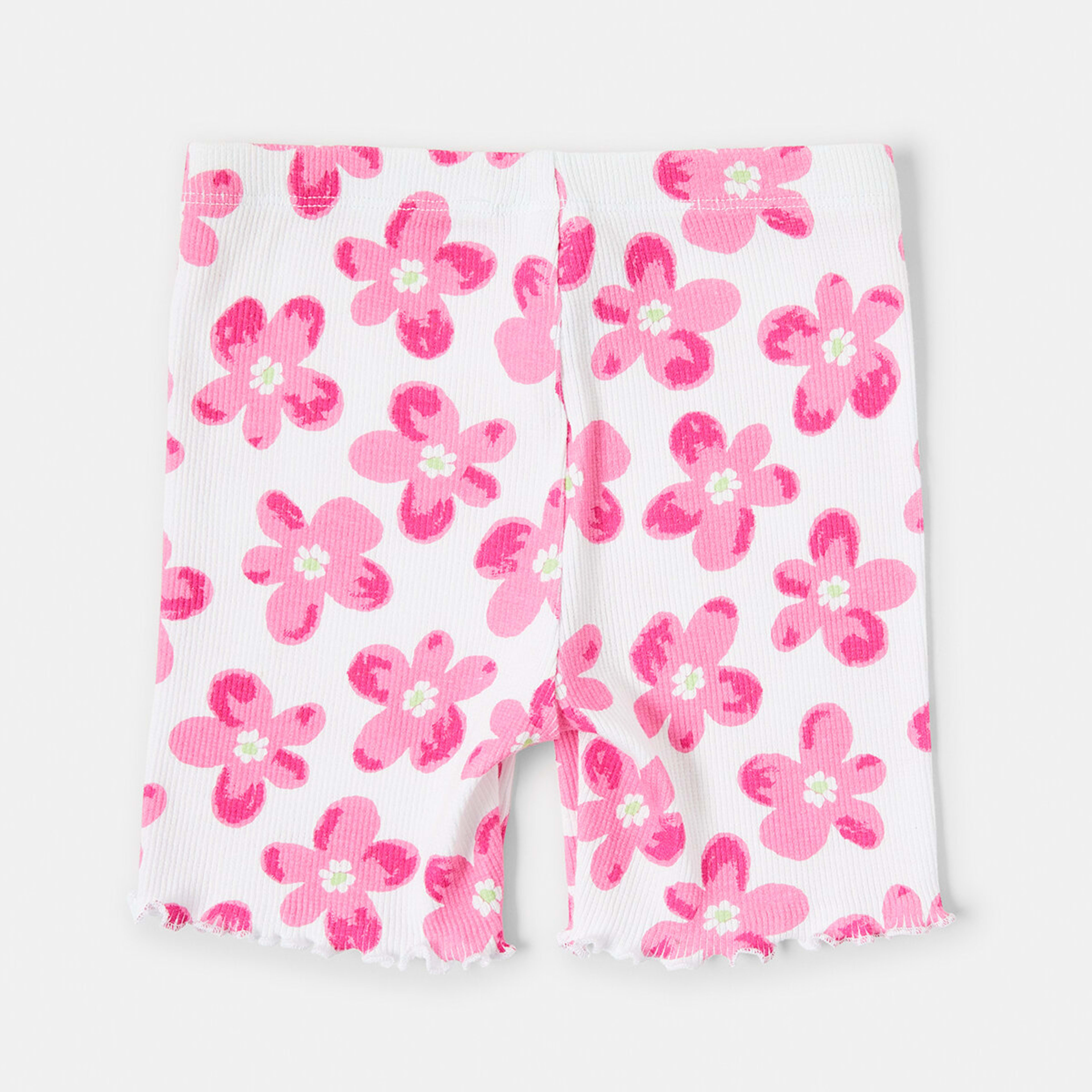 8 Printed Rib Bike Shorts Wht Flwer, 8 of 8