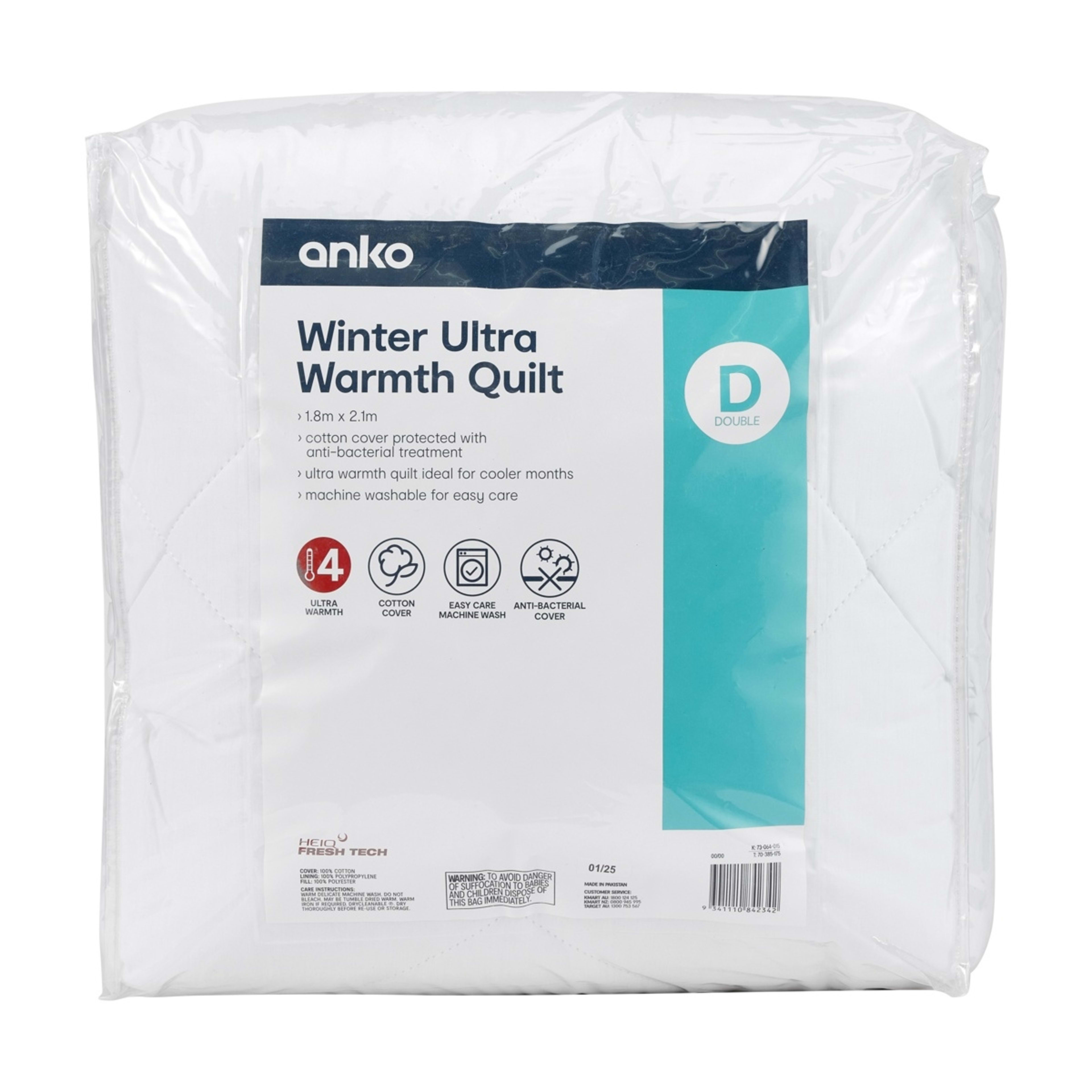 1 Winter Ultra Warmth Quilt - Double Bed, White