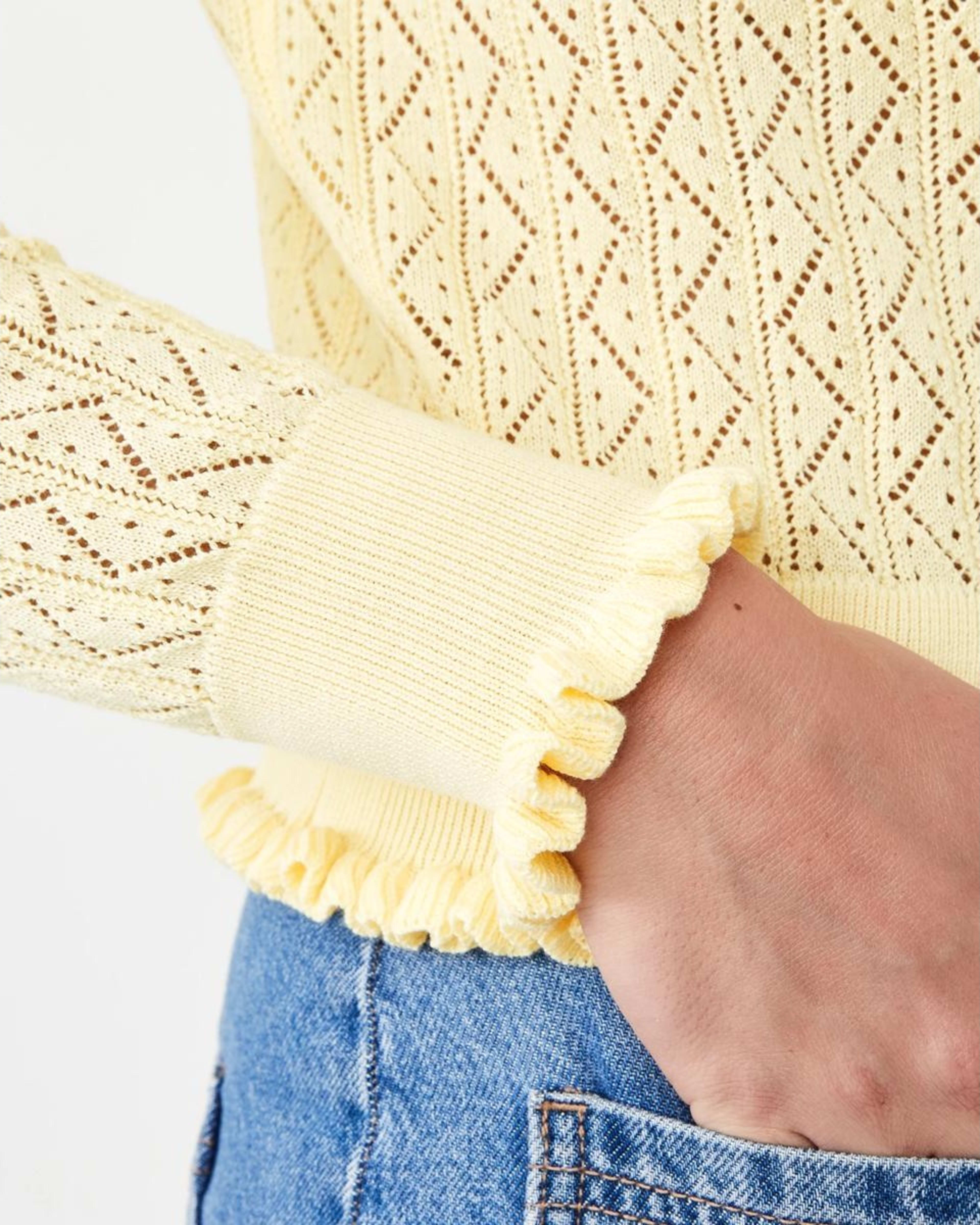 7 Pointelle Cardigan Fln Yellow, 7 of 8