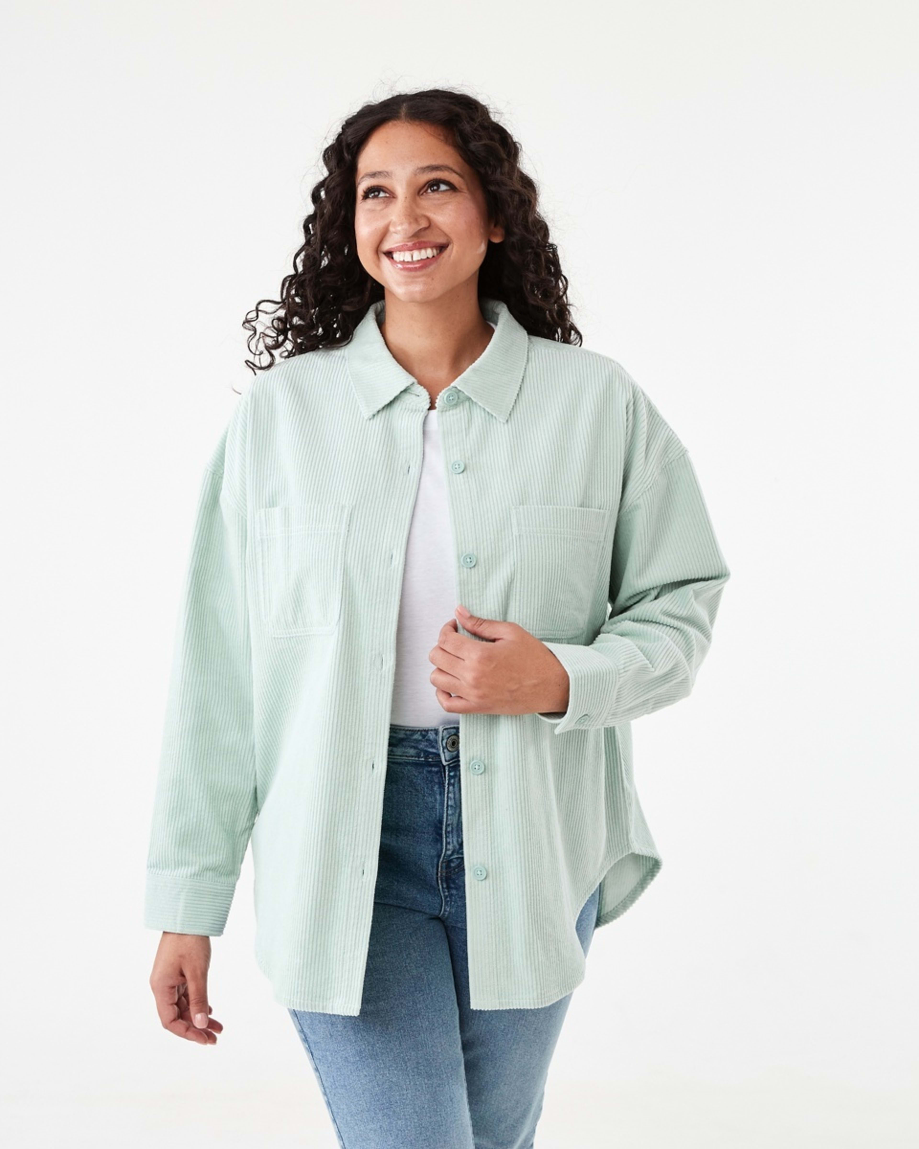 1 Long Sleeve Corduroy Shirt Seafoam, 1 of 8