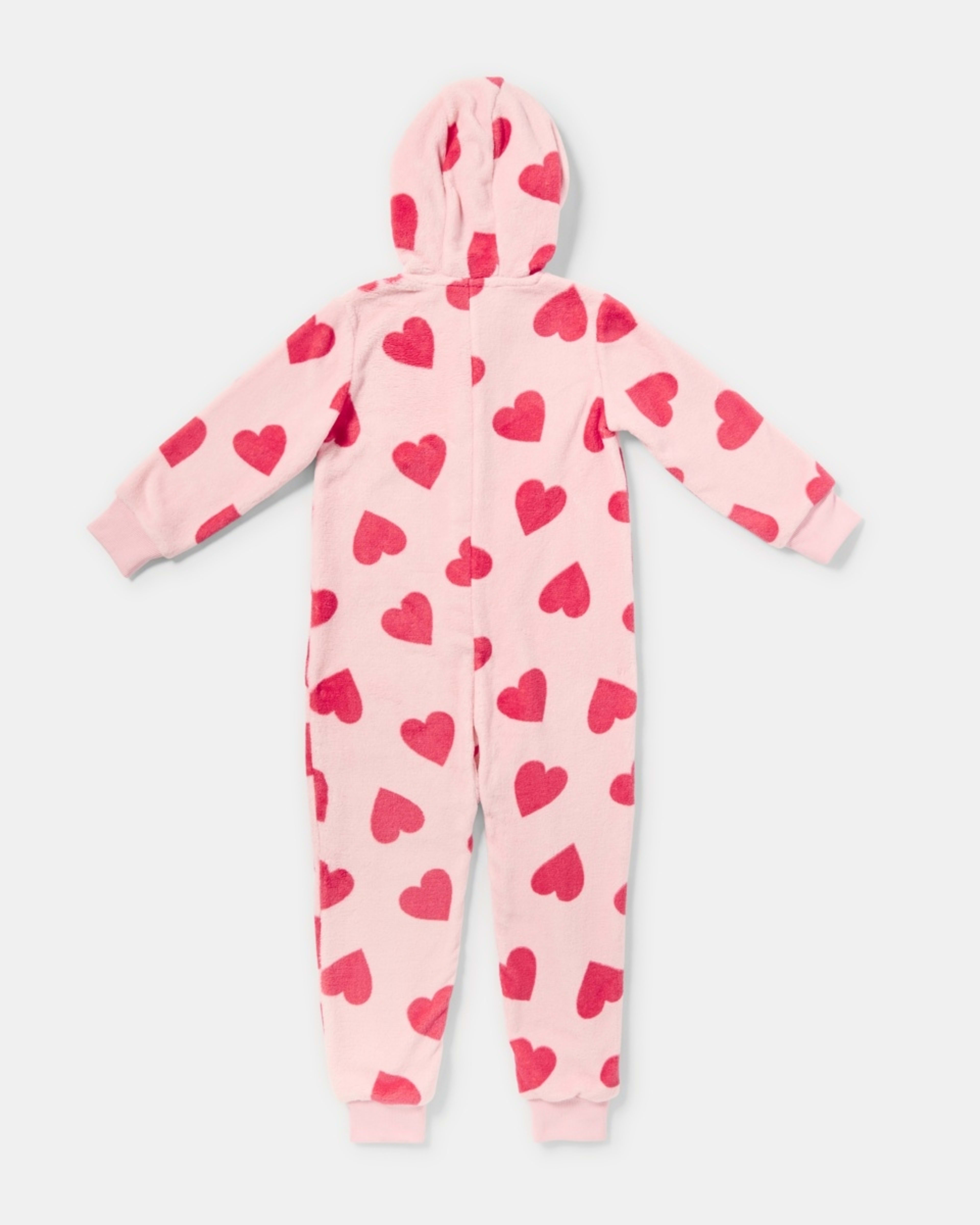 6 Novelty Fluffy All-In-One Sleepsuit Hearts Pearl Pink, 6 of 8