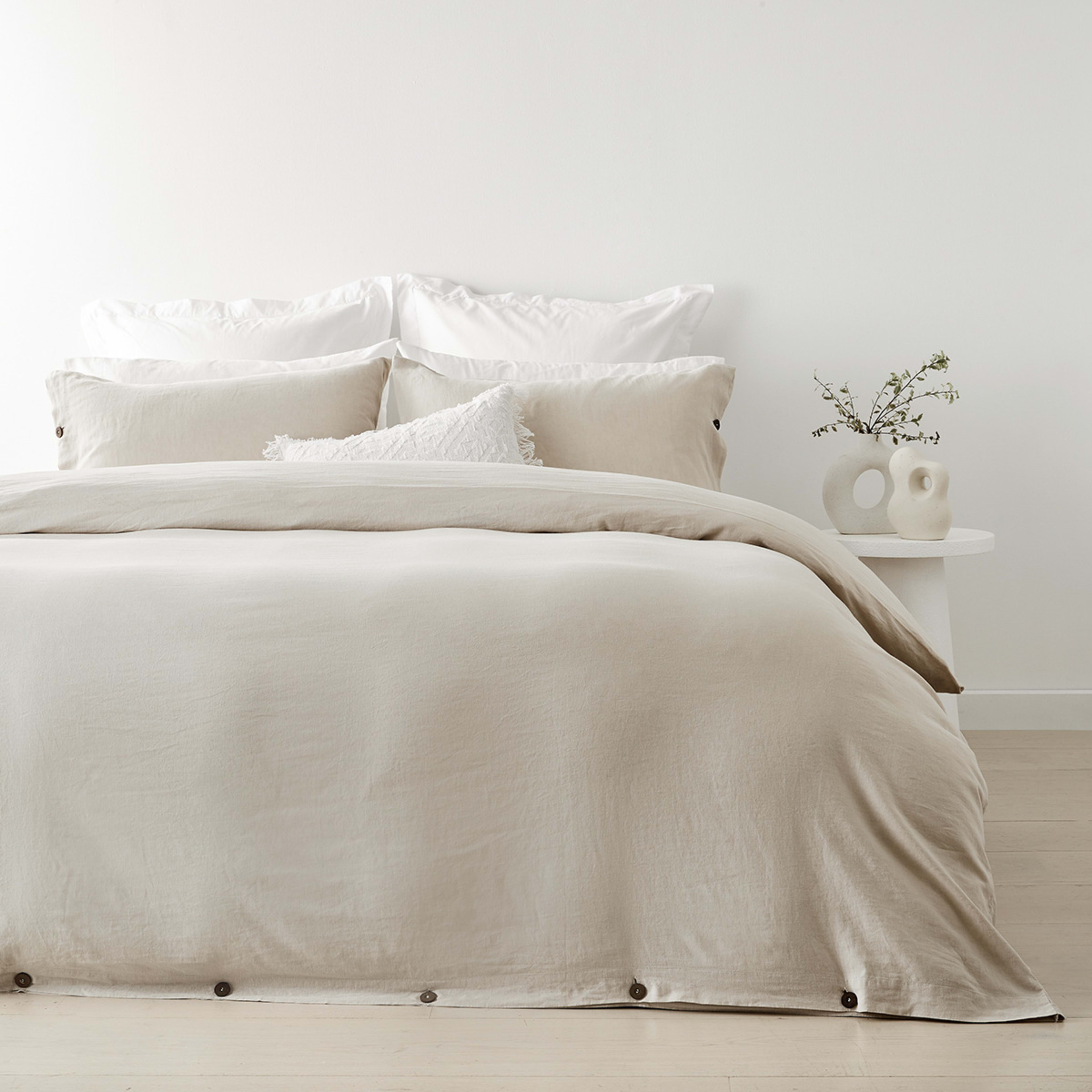 1 Kayden Linen Cotton Quilt Cover Set - Double Bed, Natural