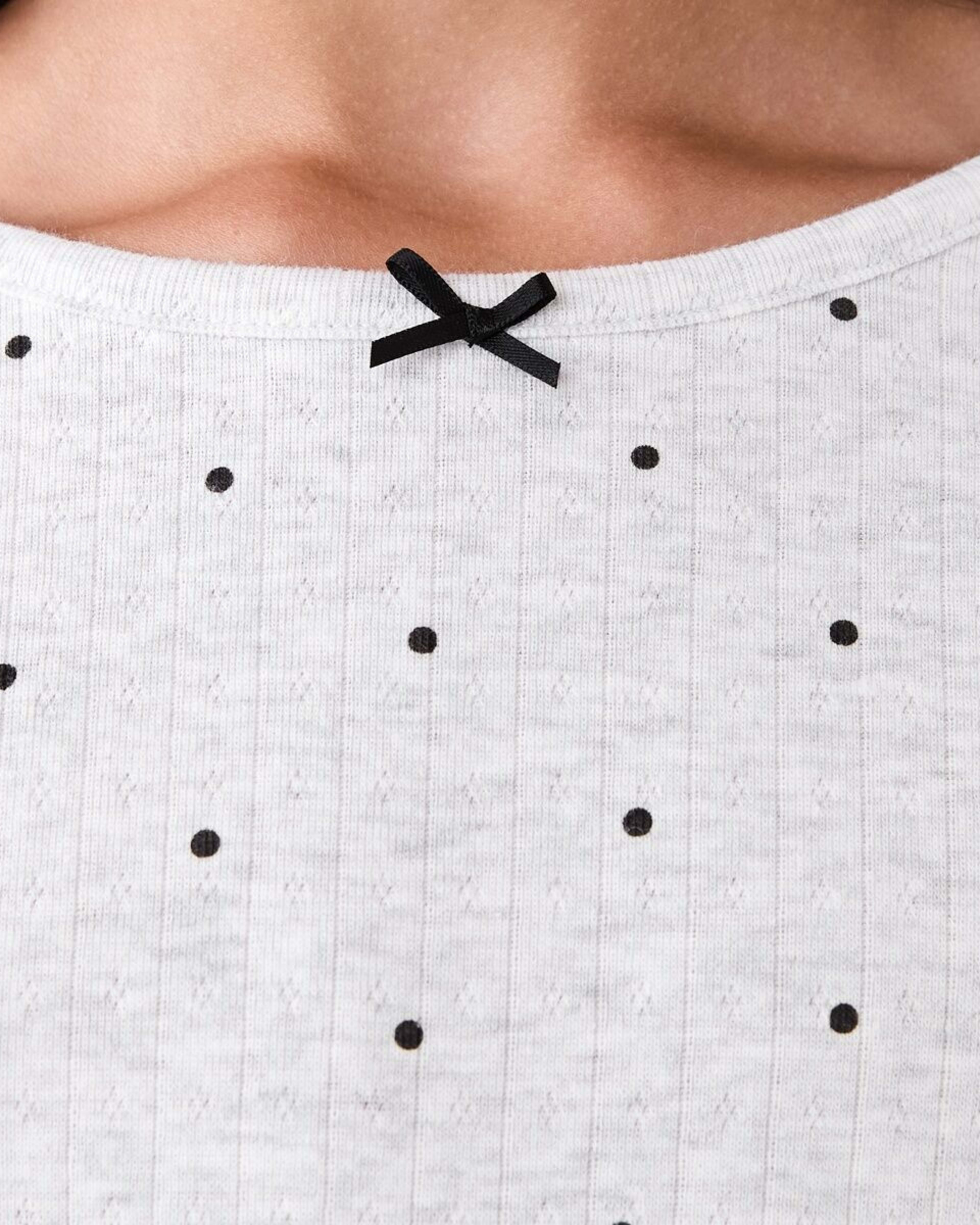 4 Long Sleeve Pointelle Pyjama Set White Dots, 4 of 7