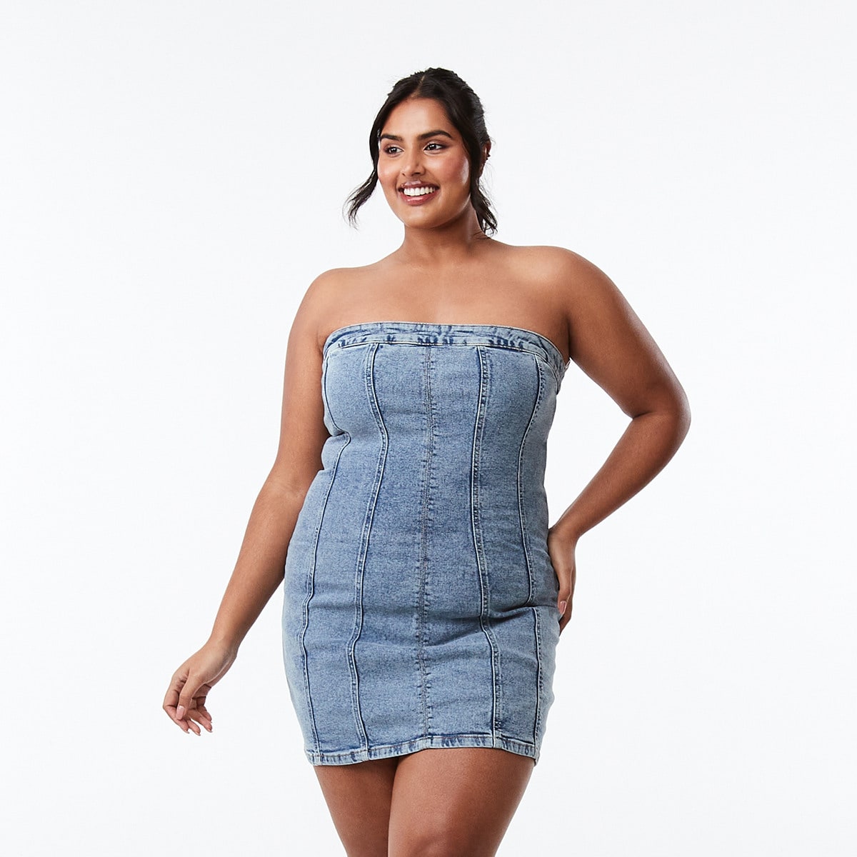 Denim Bandeau Dress Kmart