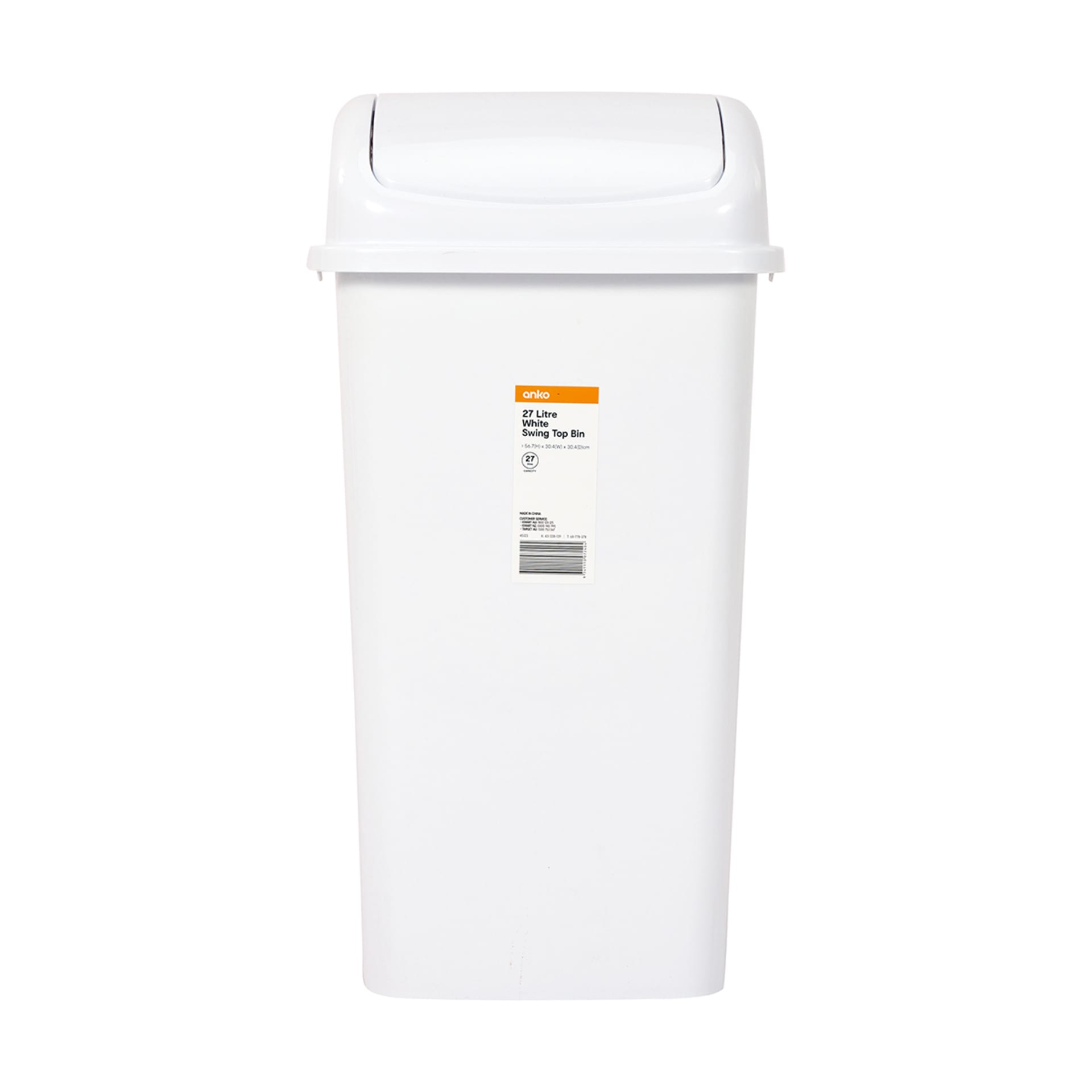 27L Swing Top Bin White Kmart