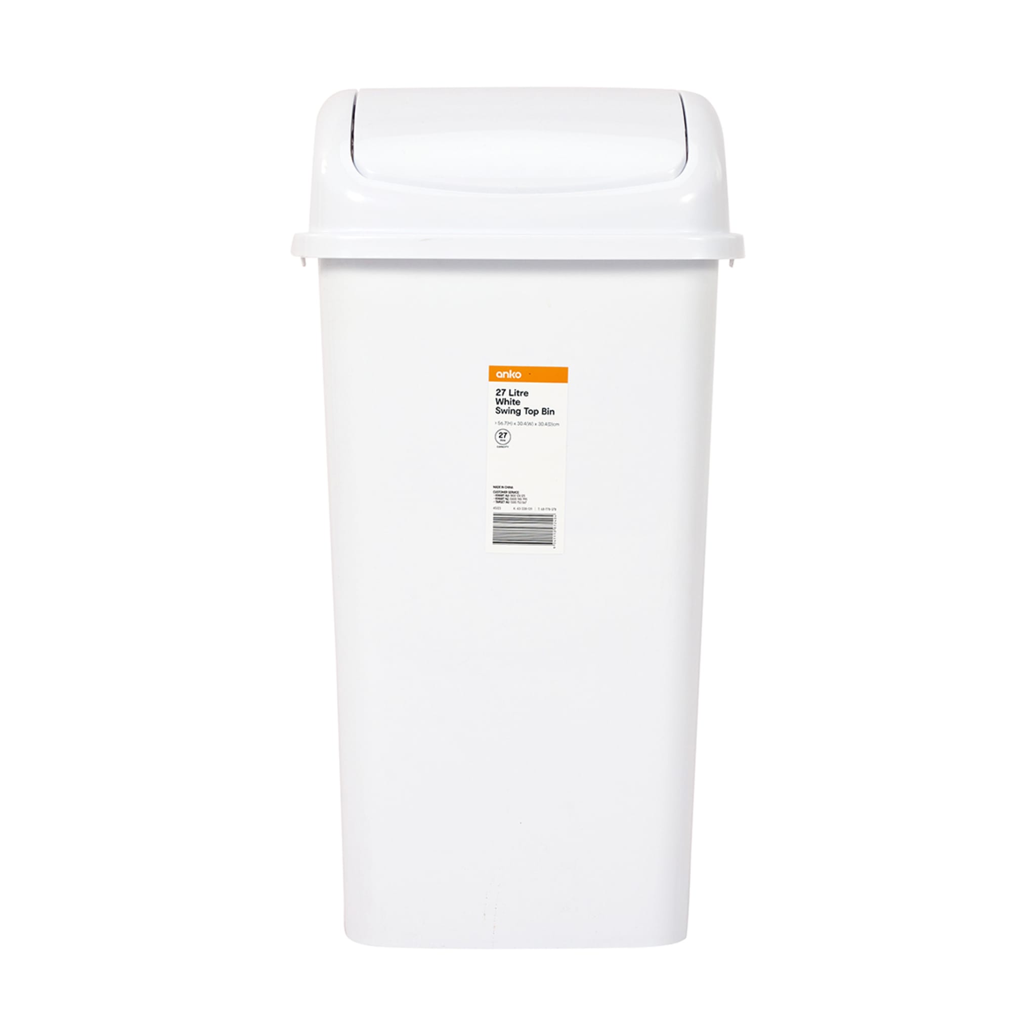 27L Swing Top Bin White Kmart