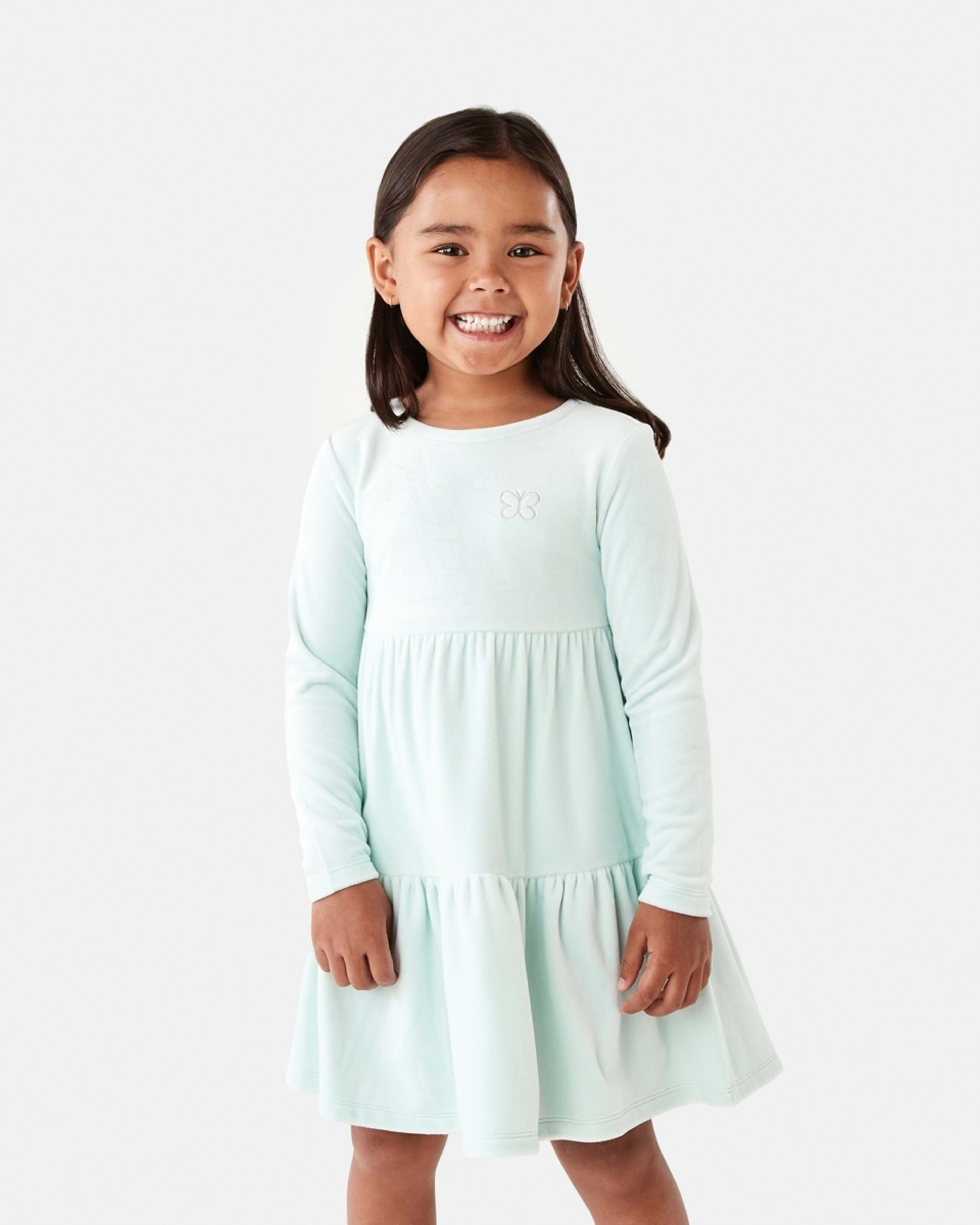 1 Long Sleeve Velour Tier Dress Butterfly