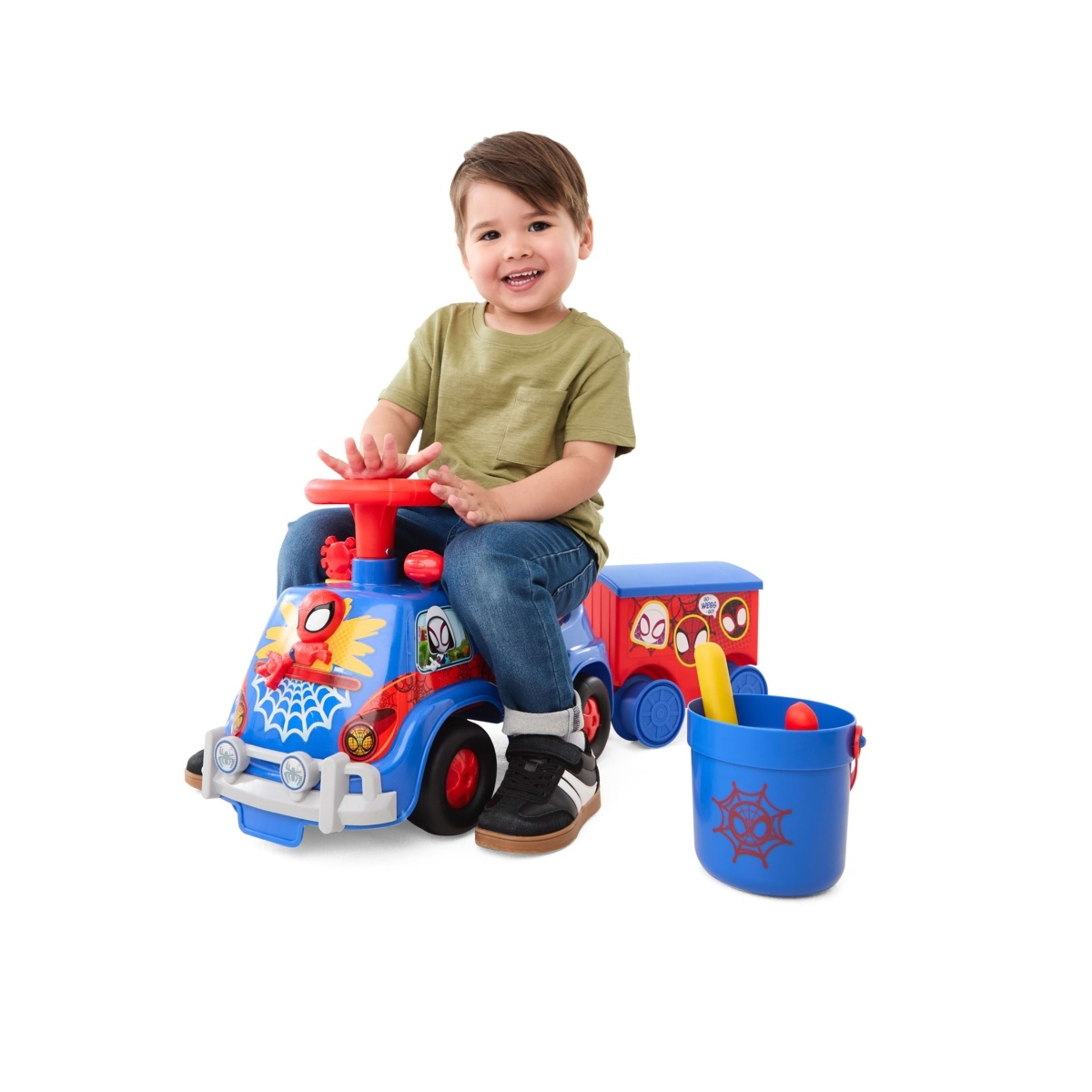 1 Kiddieland Disney Junior Marvel Spidey and His Amazing Friends Lights 'N' Sounds Spidey's Camper with Trailer