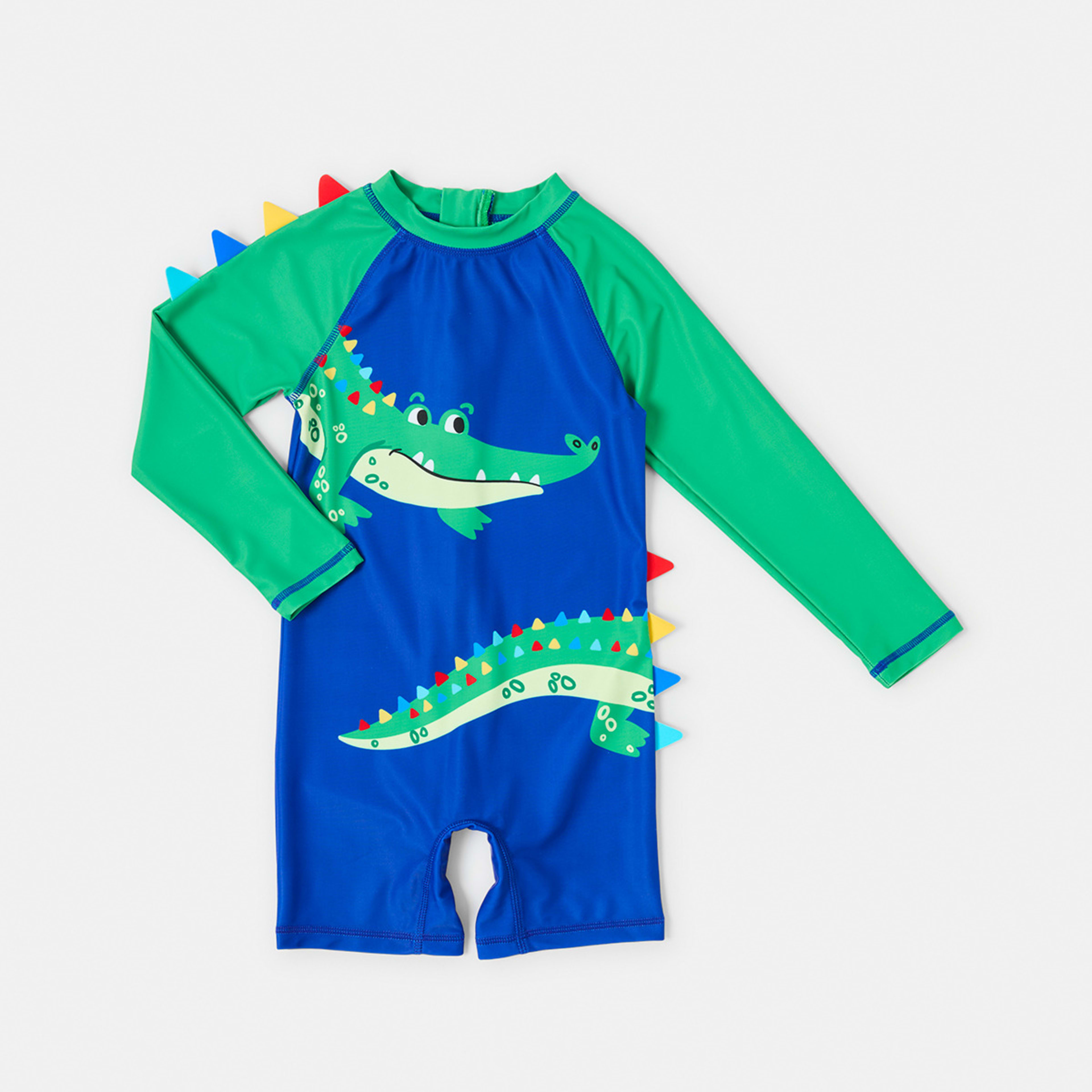 9 Long Sleeve Novelty Swimsuit Blue Croc, 9 of 10