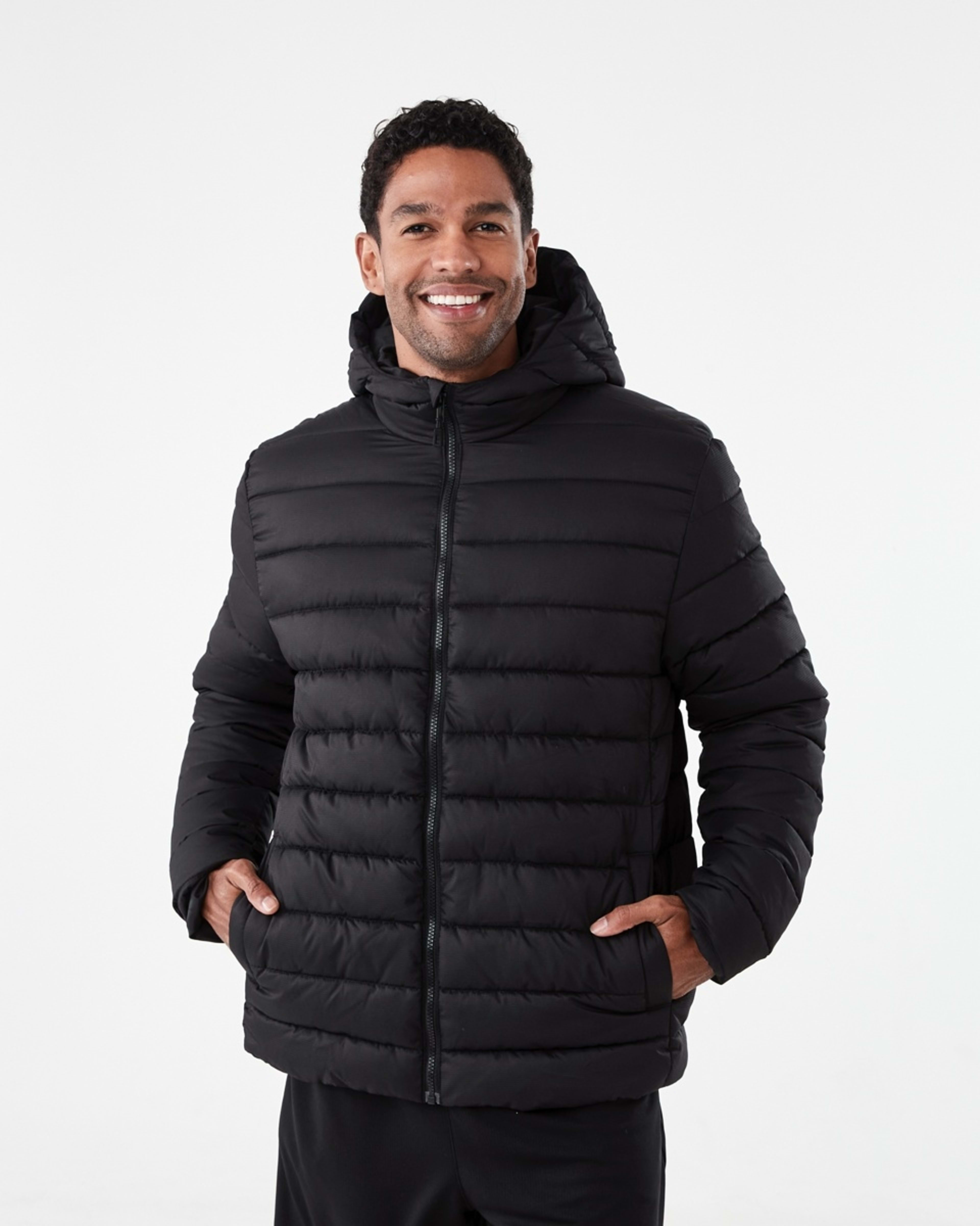 2 Active Mens Outdoor Puffer Jacket Black, 2 of 7