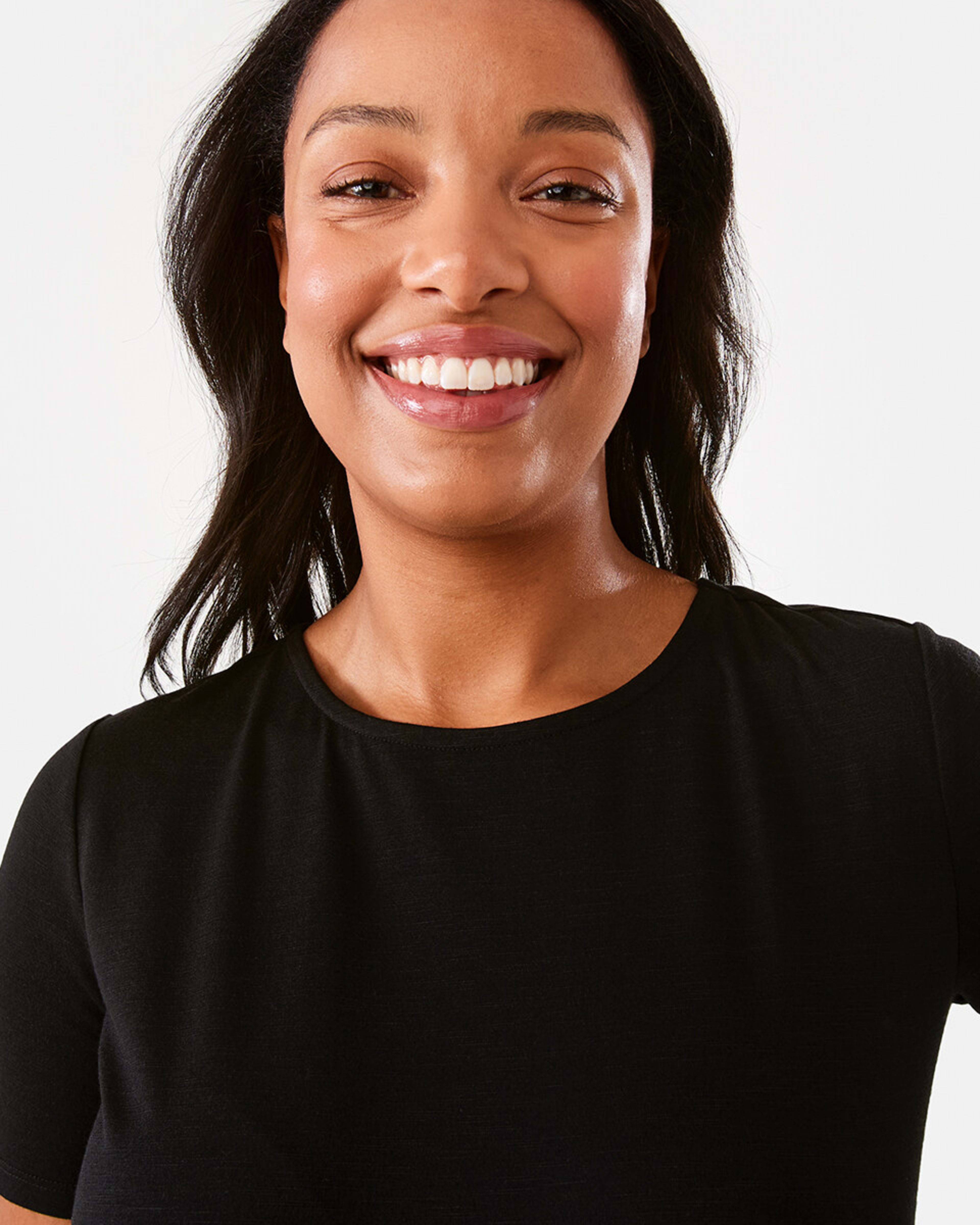 4 Short Sleeve Tiered Jersey Midi Dress Black, 4 of 6