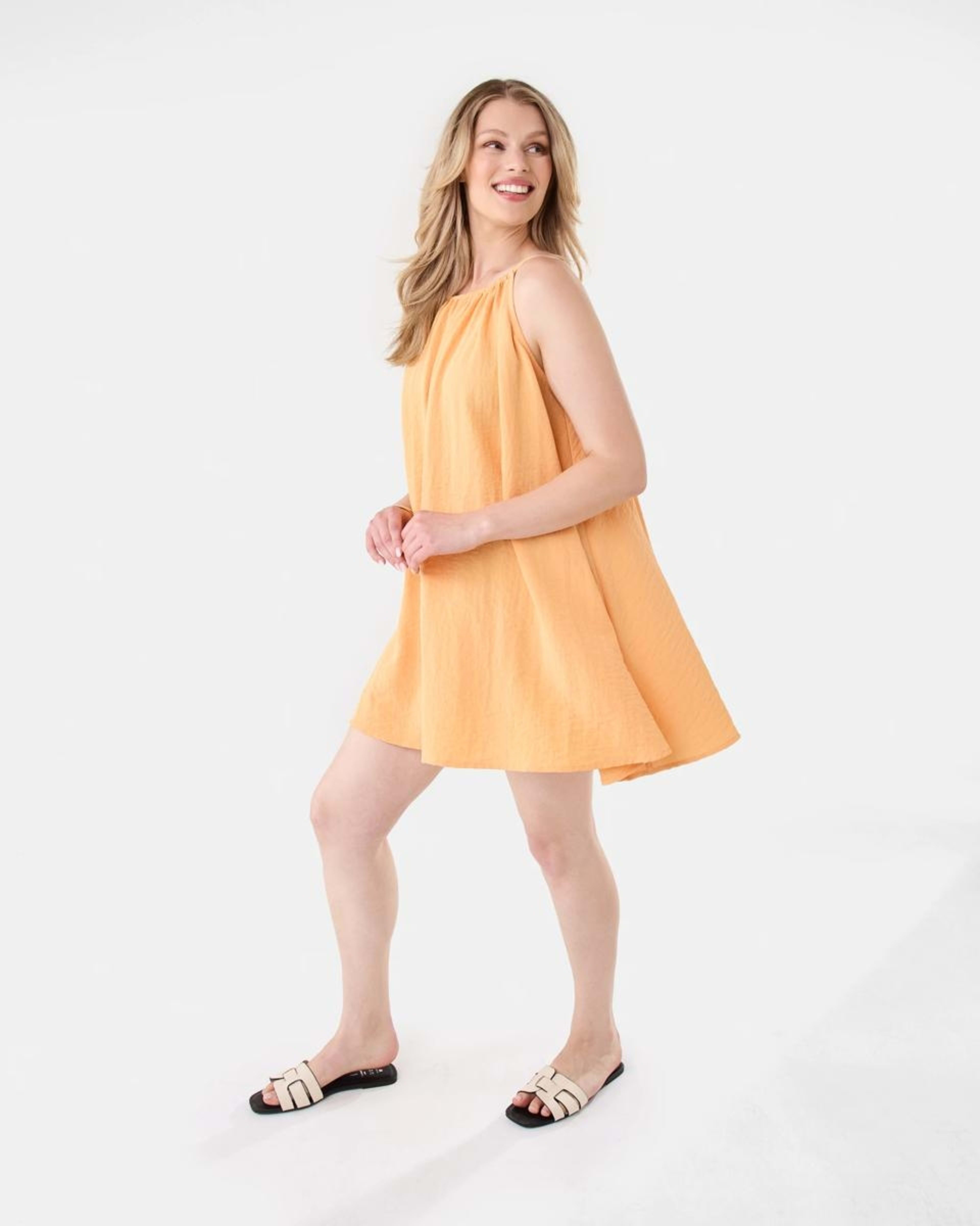 3 Sleeveless Textured Mini Dress Papaya, 3 of 10
