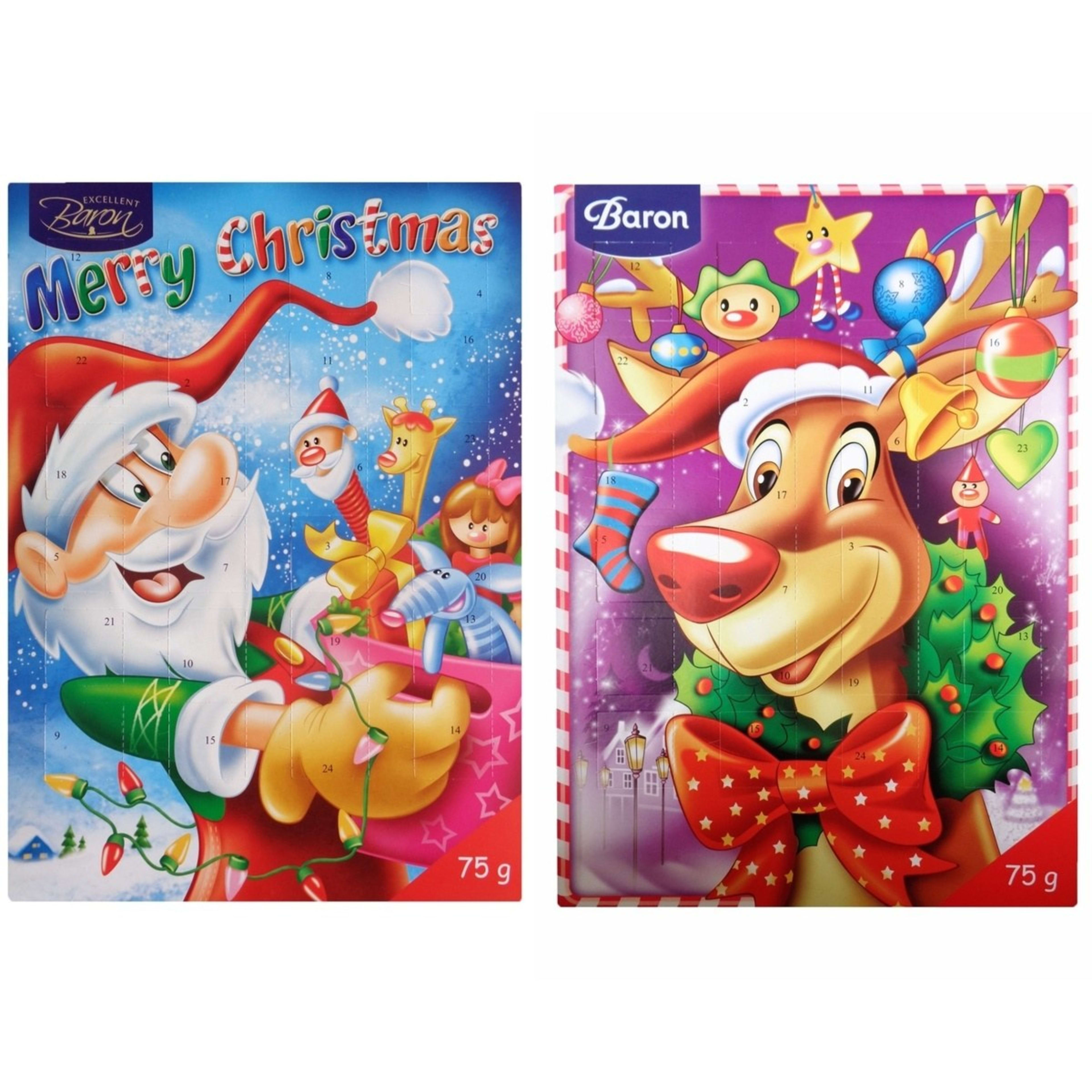 1 Santa or Reindeer Milano Chocolate Advent Calendar 75g - Assorted