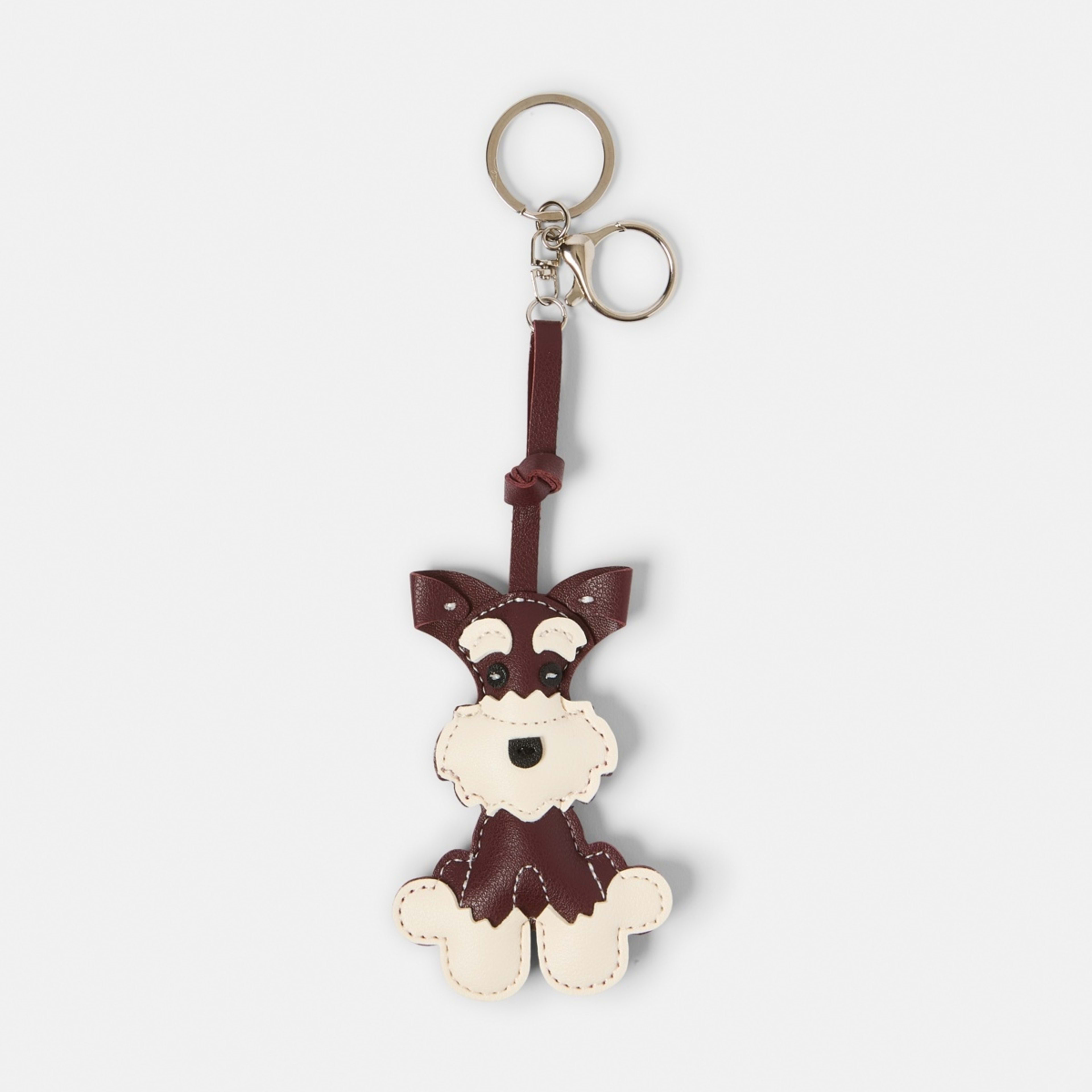 1 PU Dog Bag Charm Keyring - Brown and Silver Tone