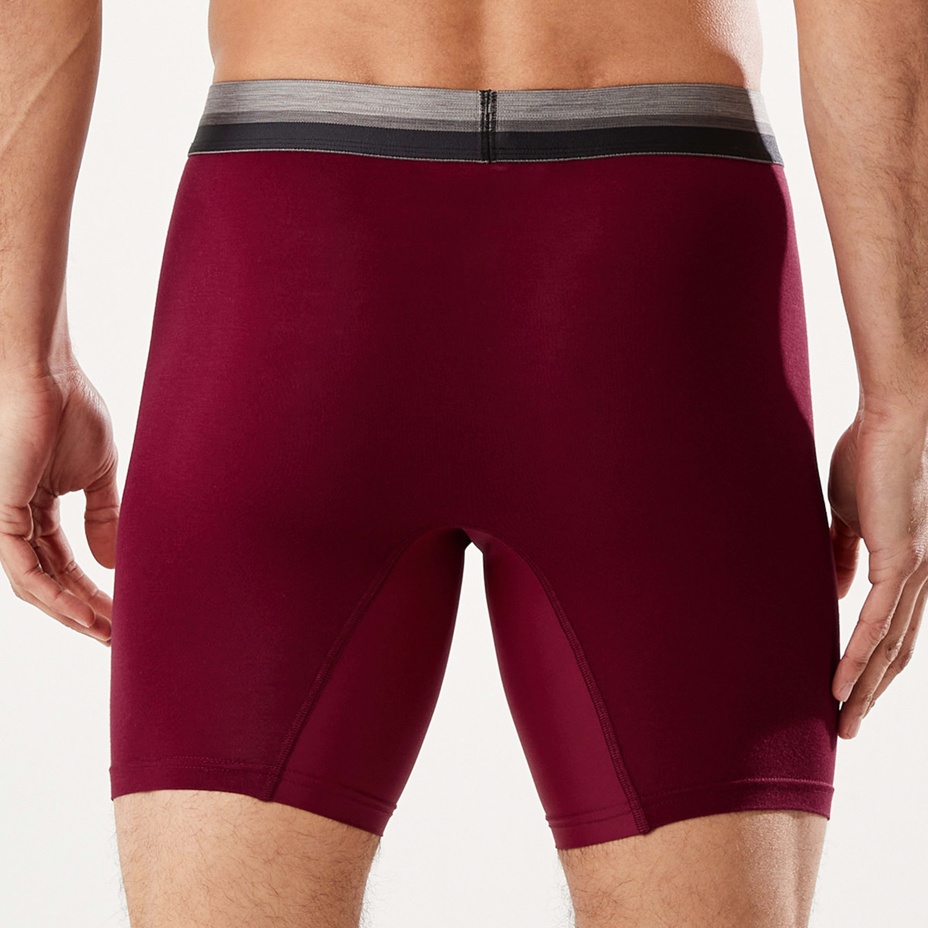 3 Anti-ride Mid Length Bamboo Blend Trunks Biking Red, 3 of 7