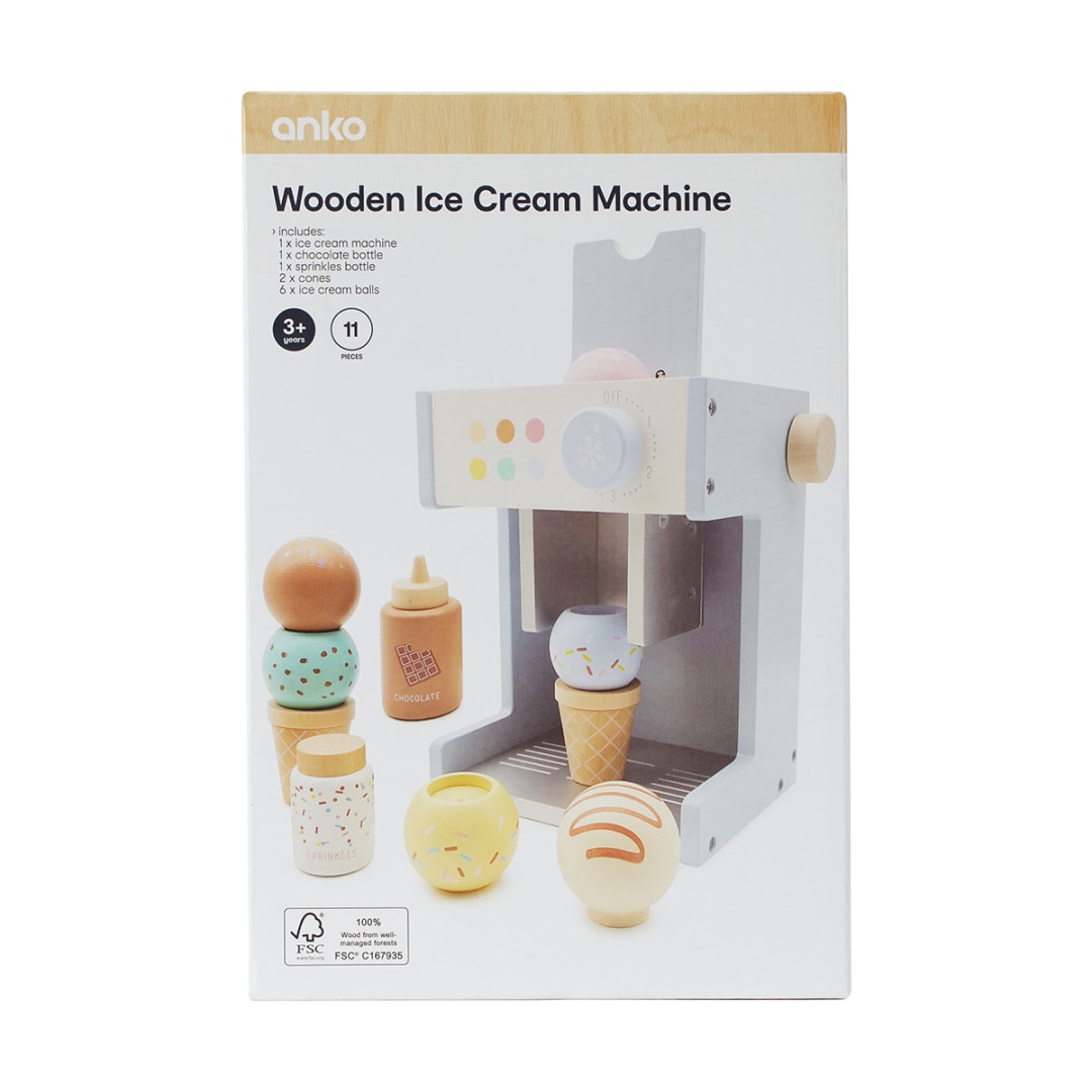 11 Piece Wooden Ice Cream Machine Kmart