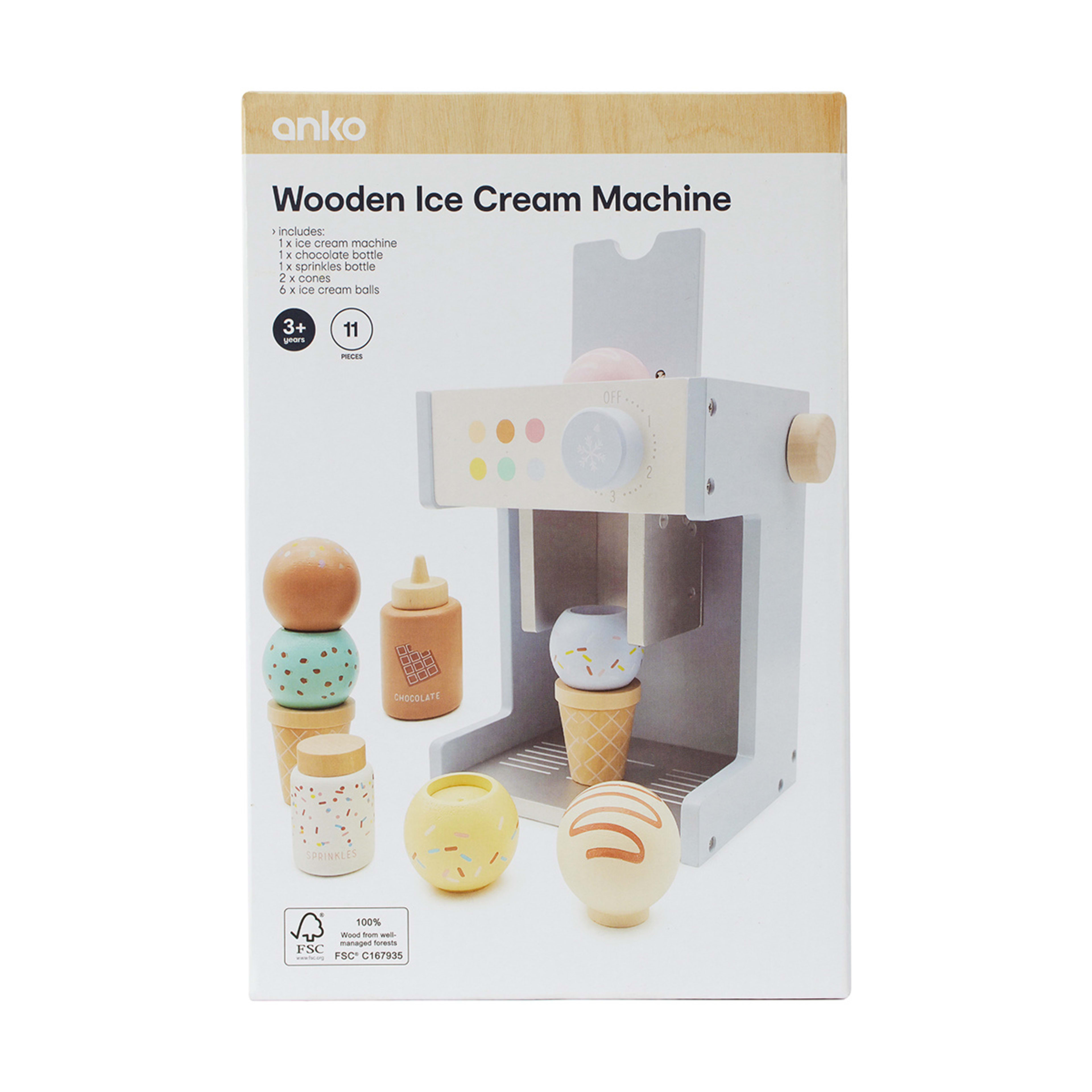 11 Piece Wooden Ice Cream Machine Kmart