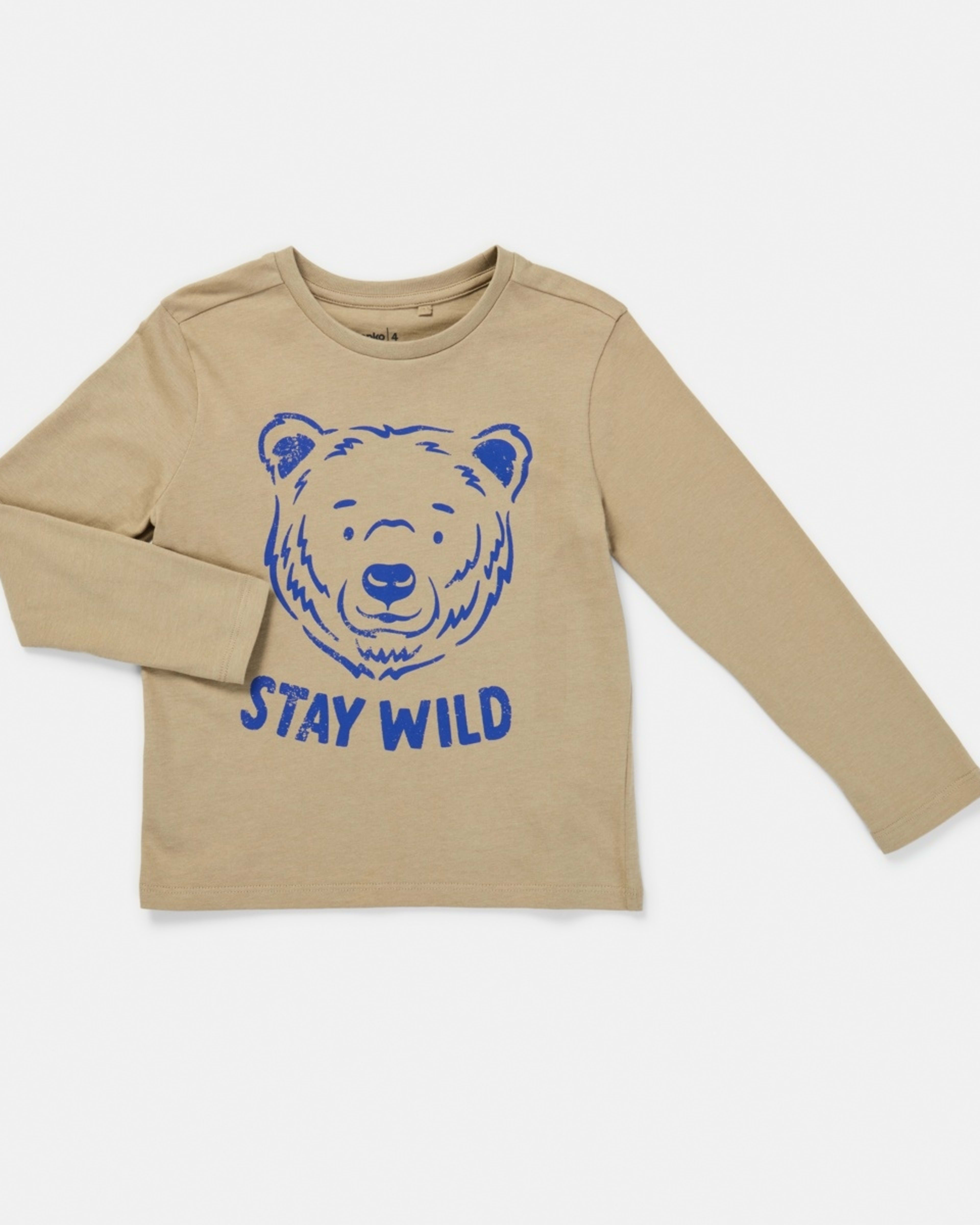 7 Long Sleeve Print T-shirt Beige Bear, 7 of 8