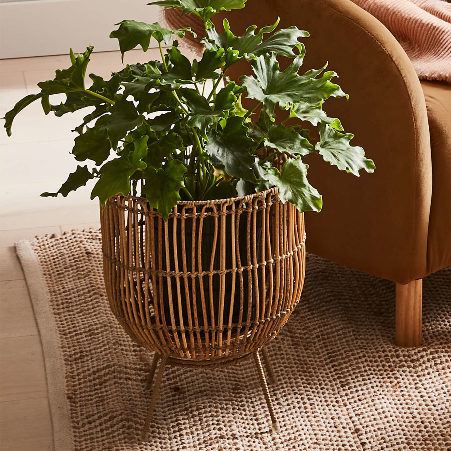 Rattan Look Pot Holder with Stand Kmart