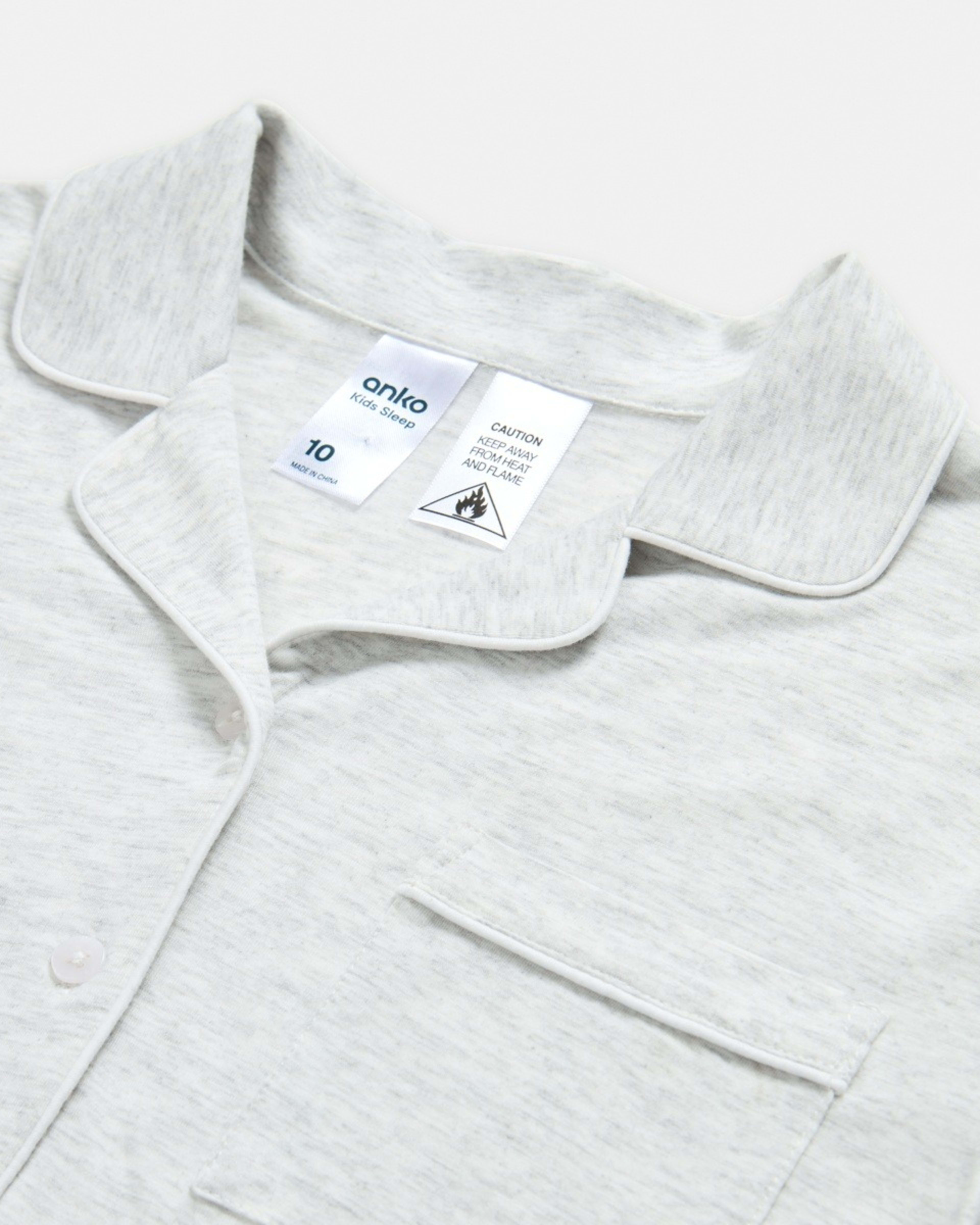 9 Long Sleeve Button Through Pyjama Set White Marle, 9 of 10