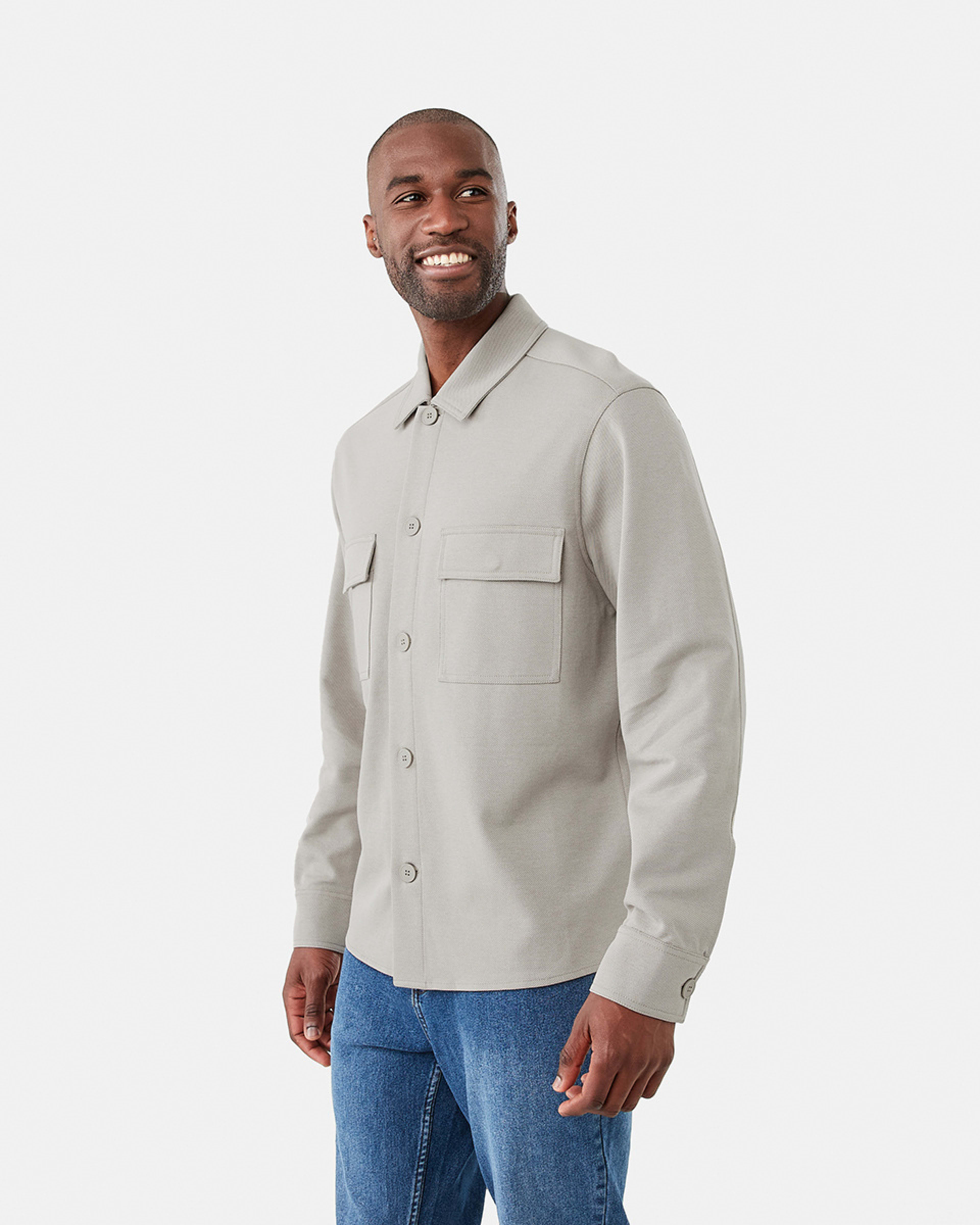 2 Long Sleeve Textured Knit Shirt Wood Smoke, 2 of 7