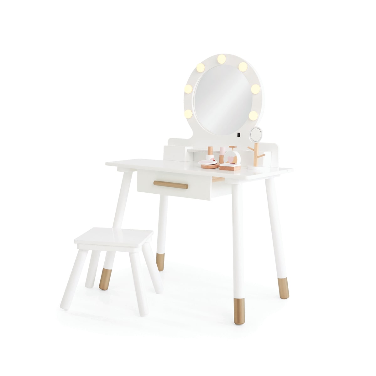 9 Piece Deluxe Wooden Light Up Vanity and Accessories Kmart