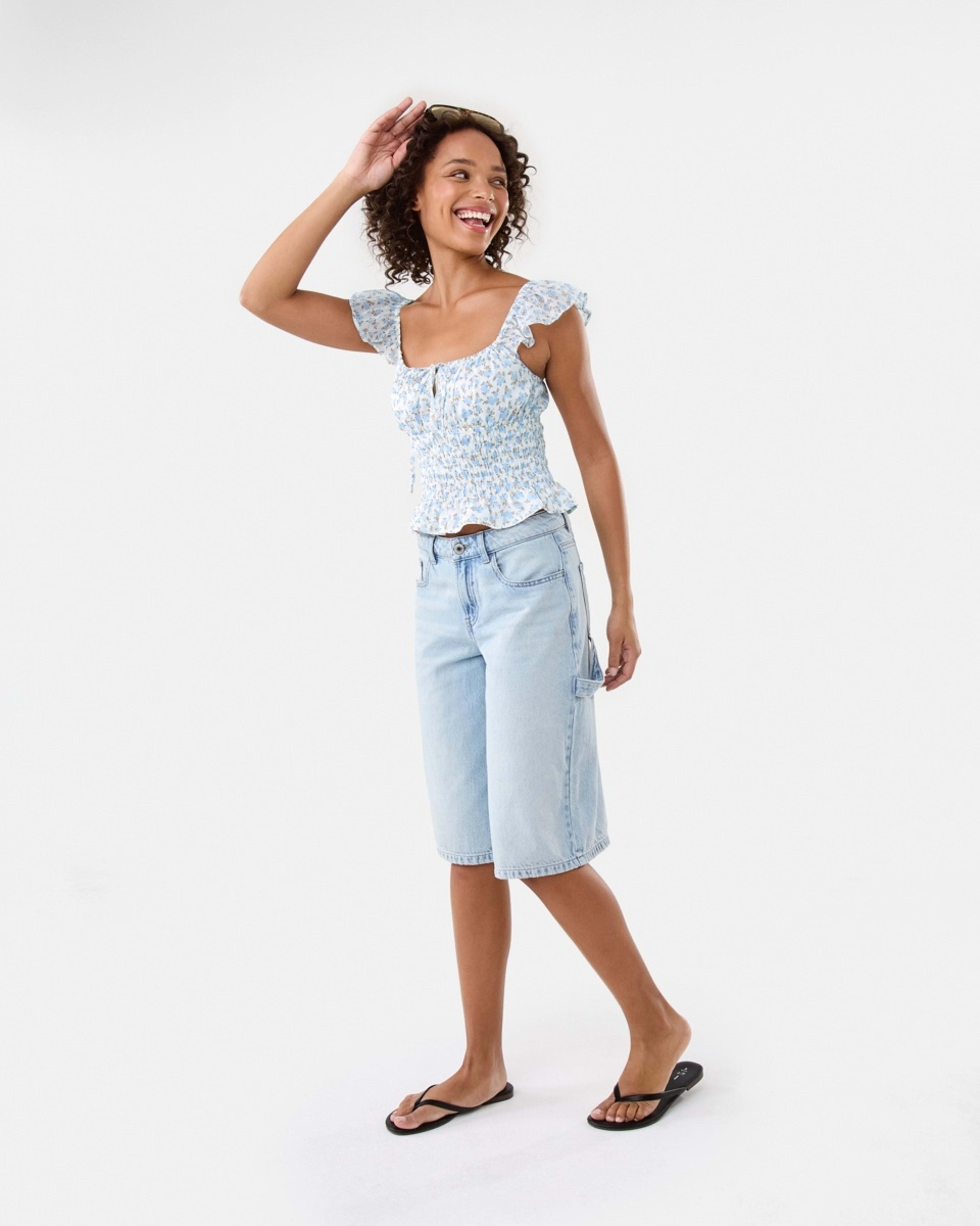 3 Tie Front Boho Top Blu Floral, 3 of 7