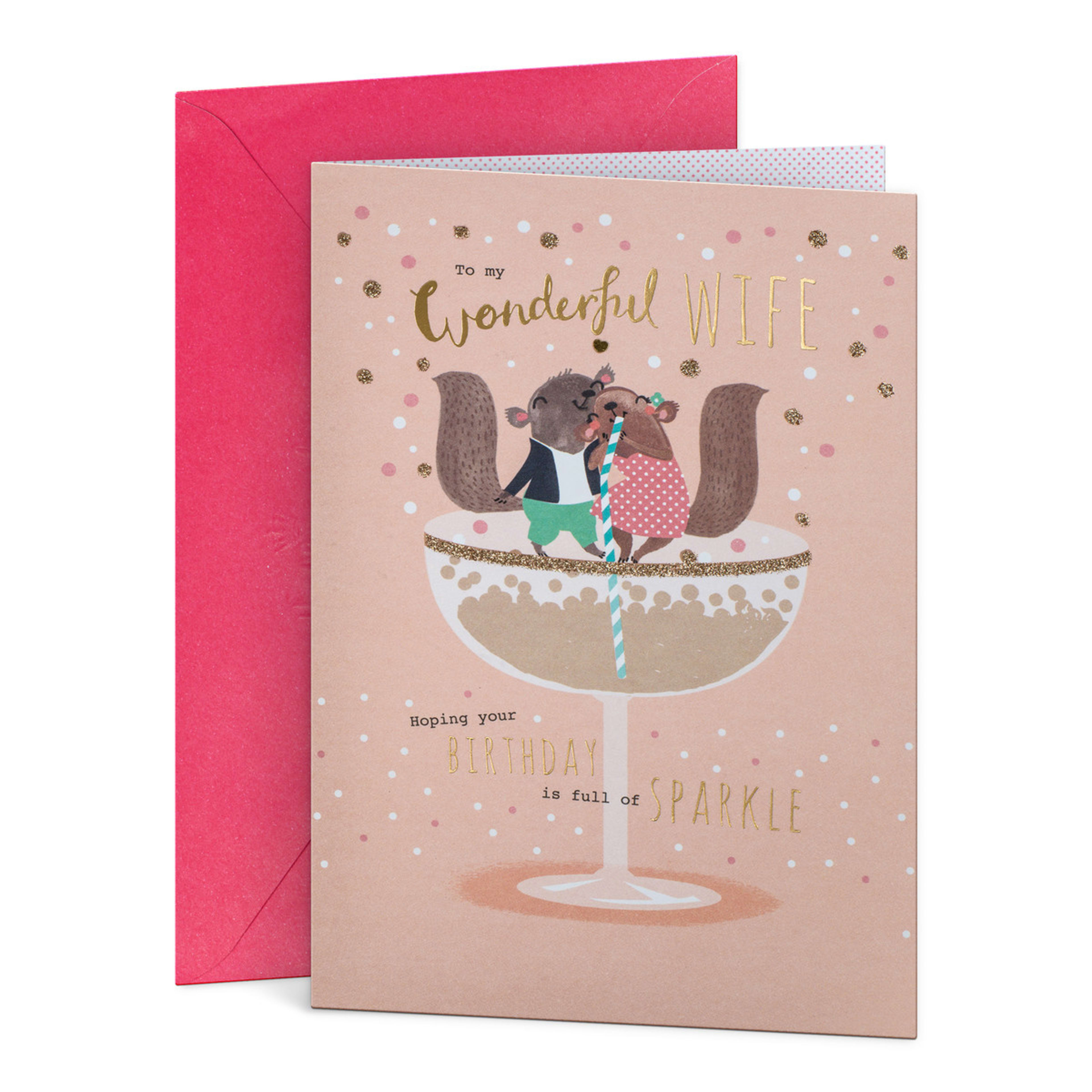 1 Hallmark Birthday Card for Wife - Squirrel Cocktail