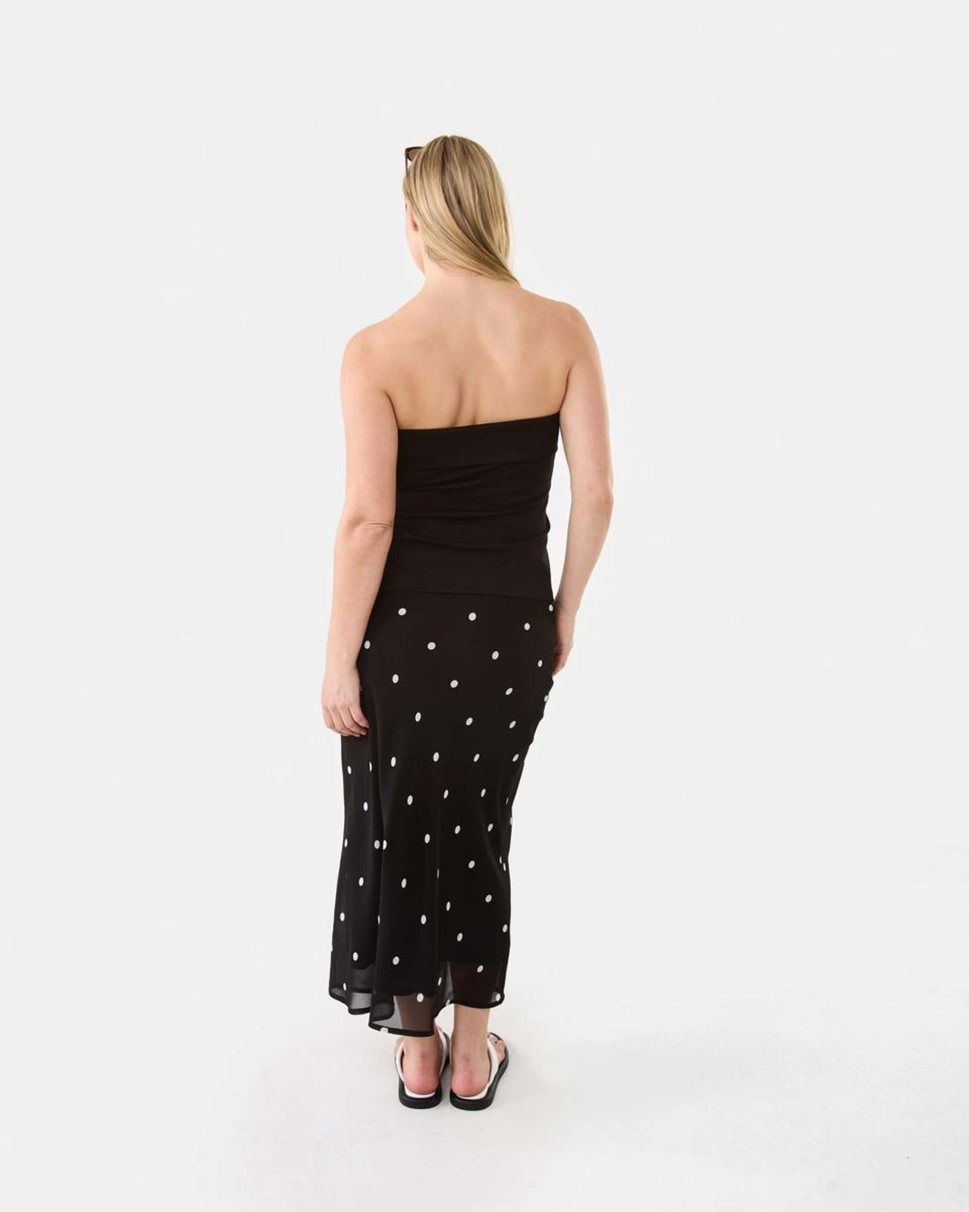 4 Chiffon Slip Midi Skirt Black Spot, 4 of 6