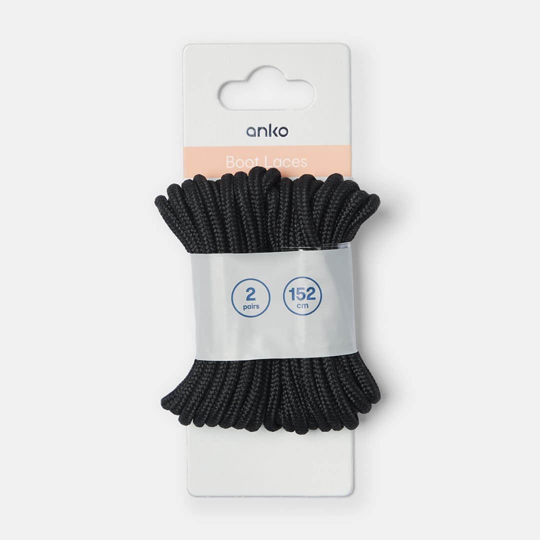 2 Pack Boot Laces Black Kmart