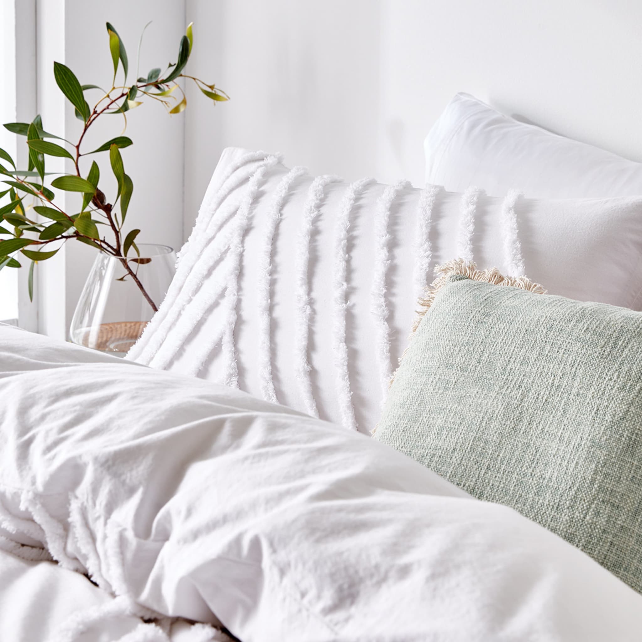 Tarni Cotton Quilt Cover Set King Bed, White Kmart