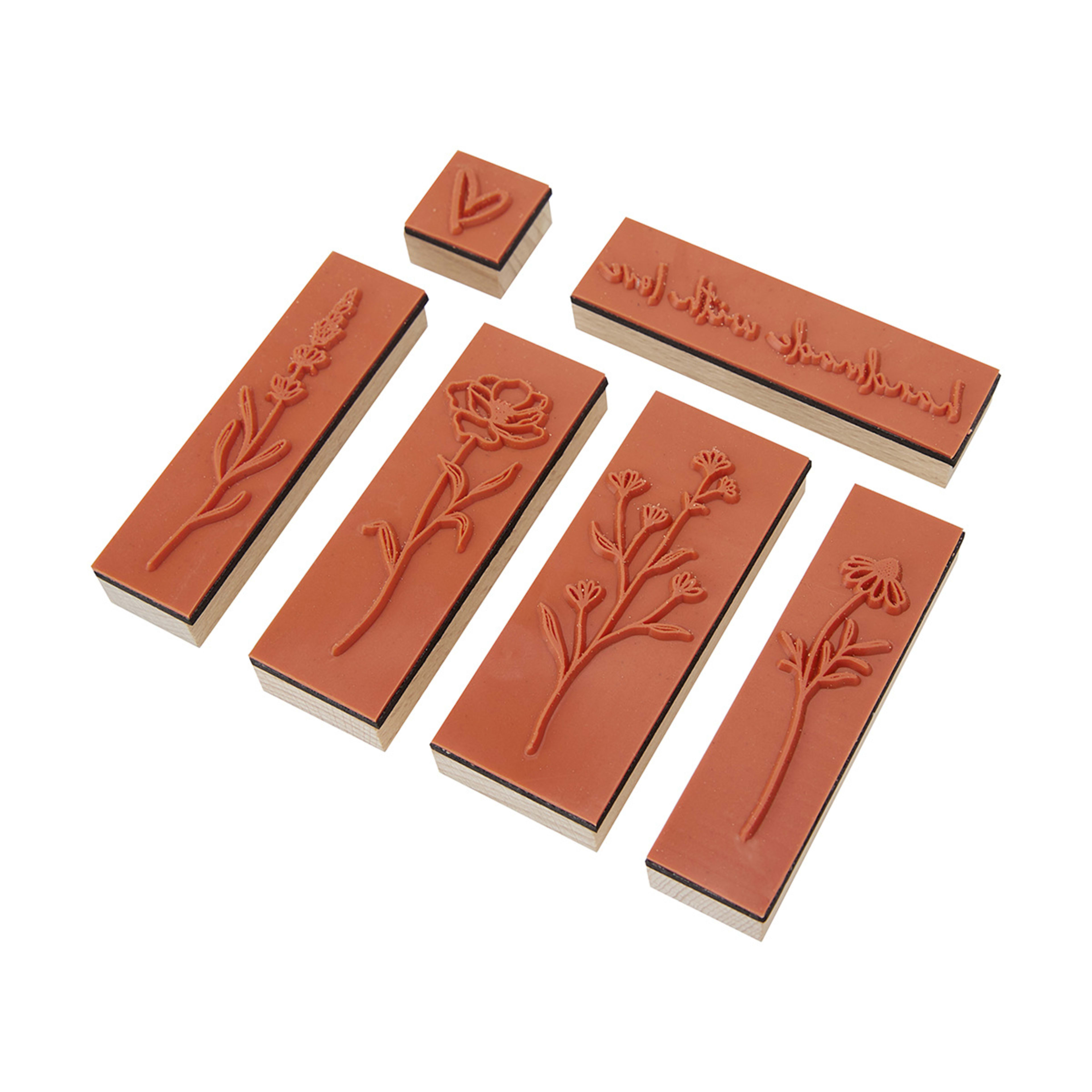 6 Pack Wooden Stamp Set Flowers Kmart