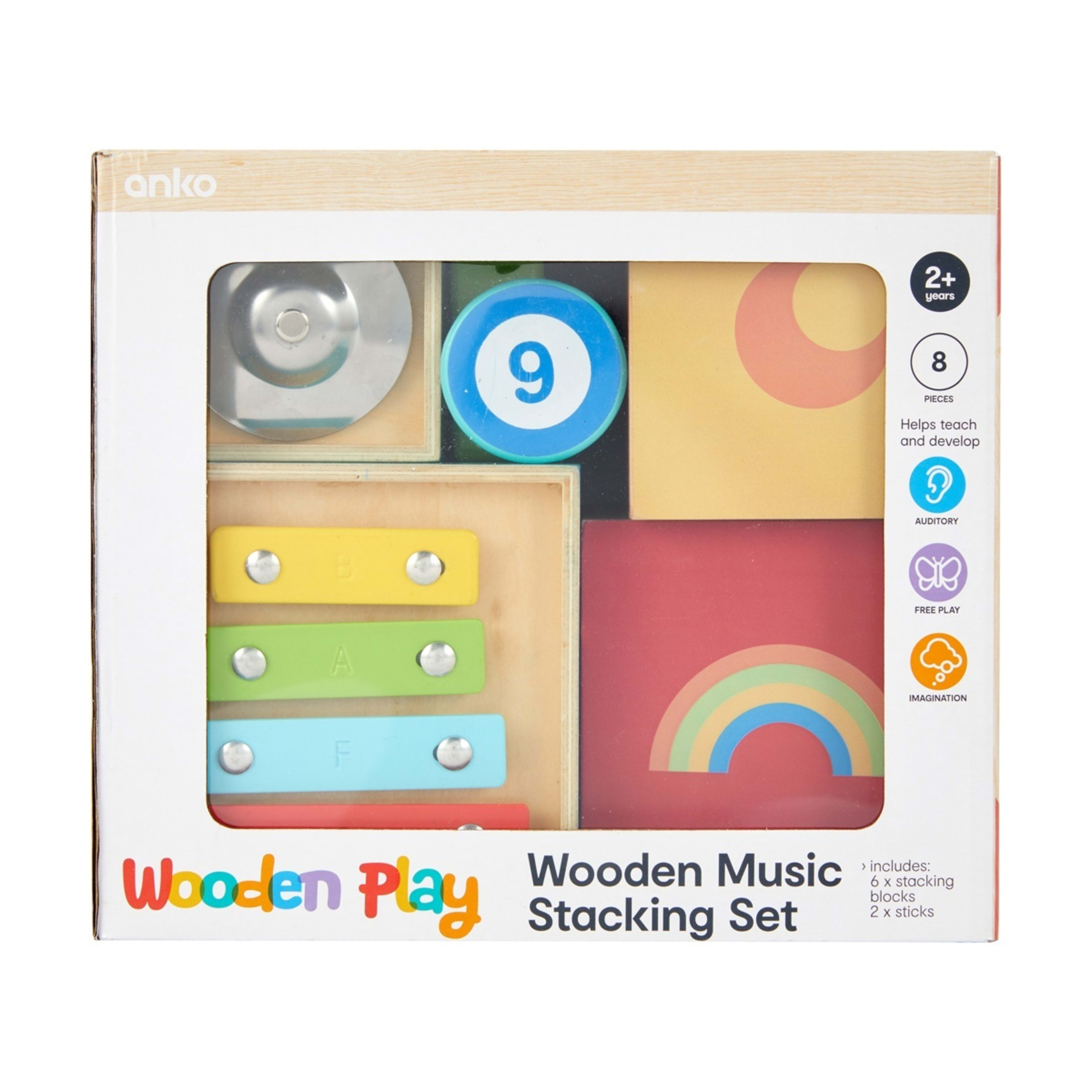 1 8 Piece Wooden Music Stacking Playset, 1 of 5