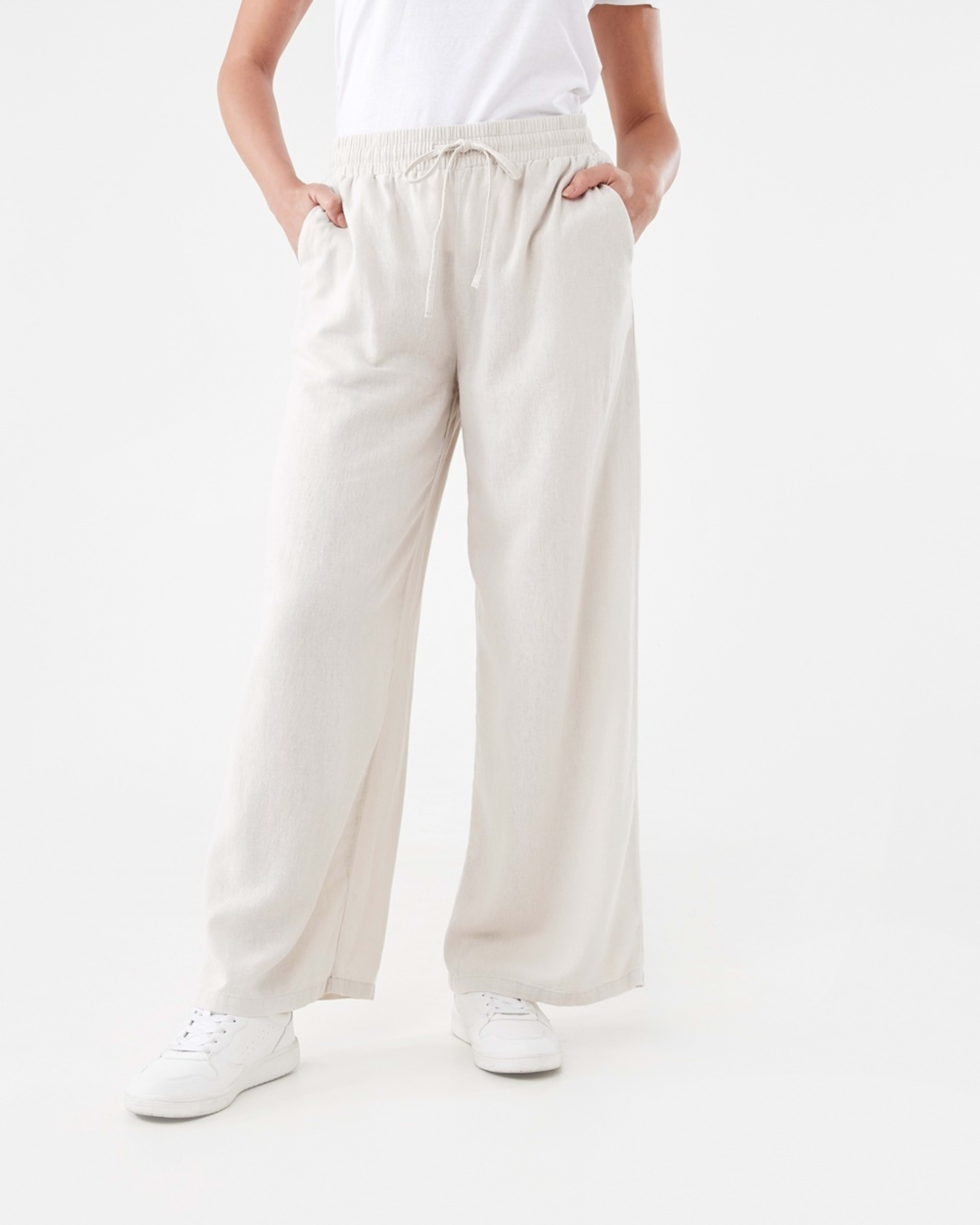 1 Linen Blend Wide Leg Pants NATURAL BEIGE