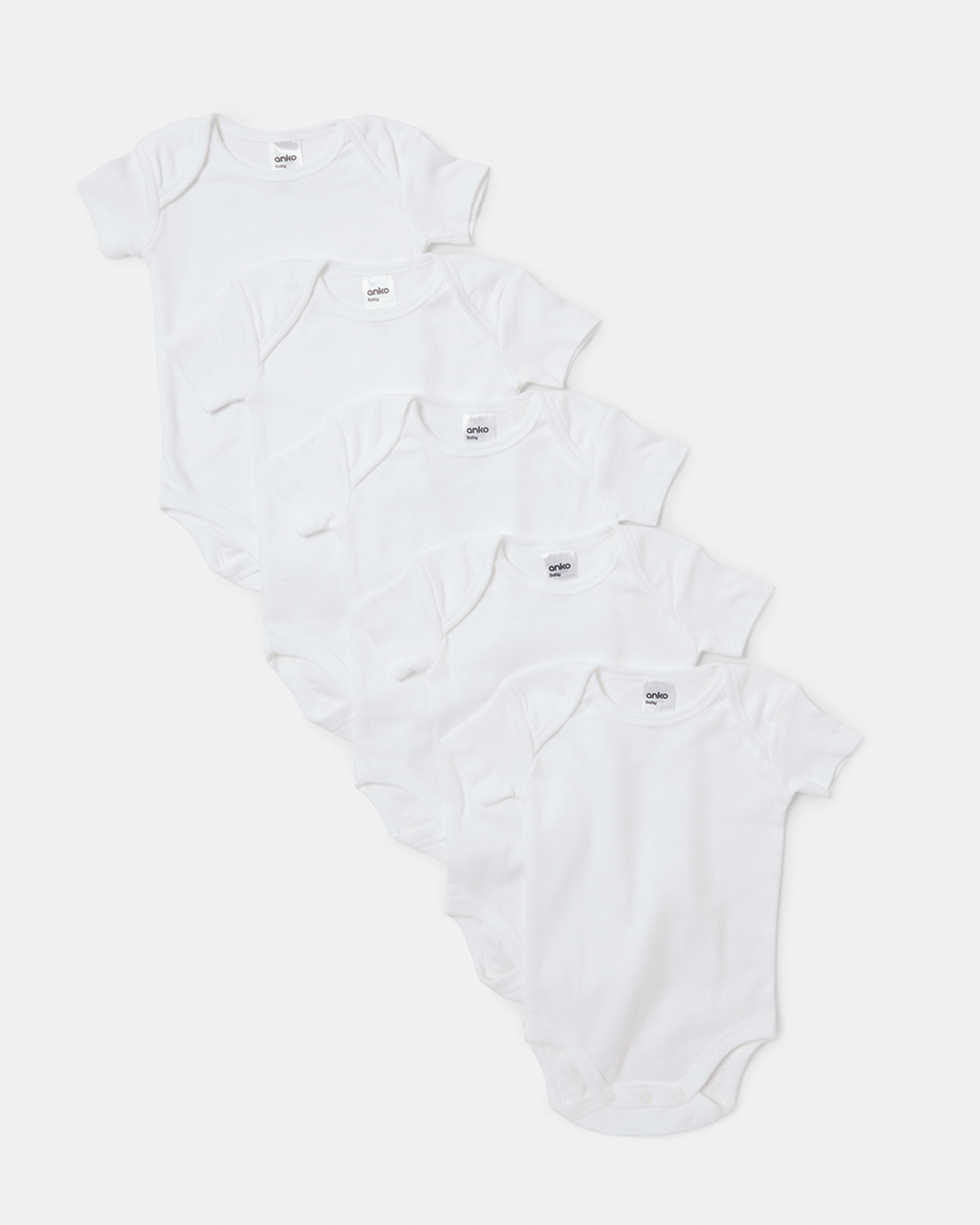 5 Pack Unisex Organic Bodysuit - Kmart